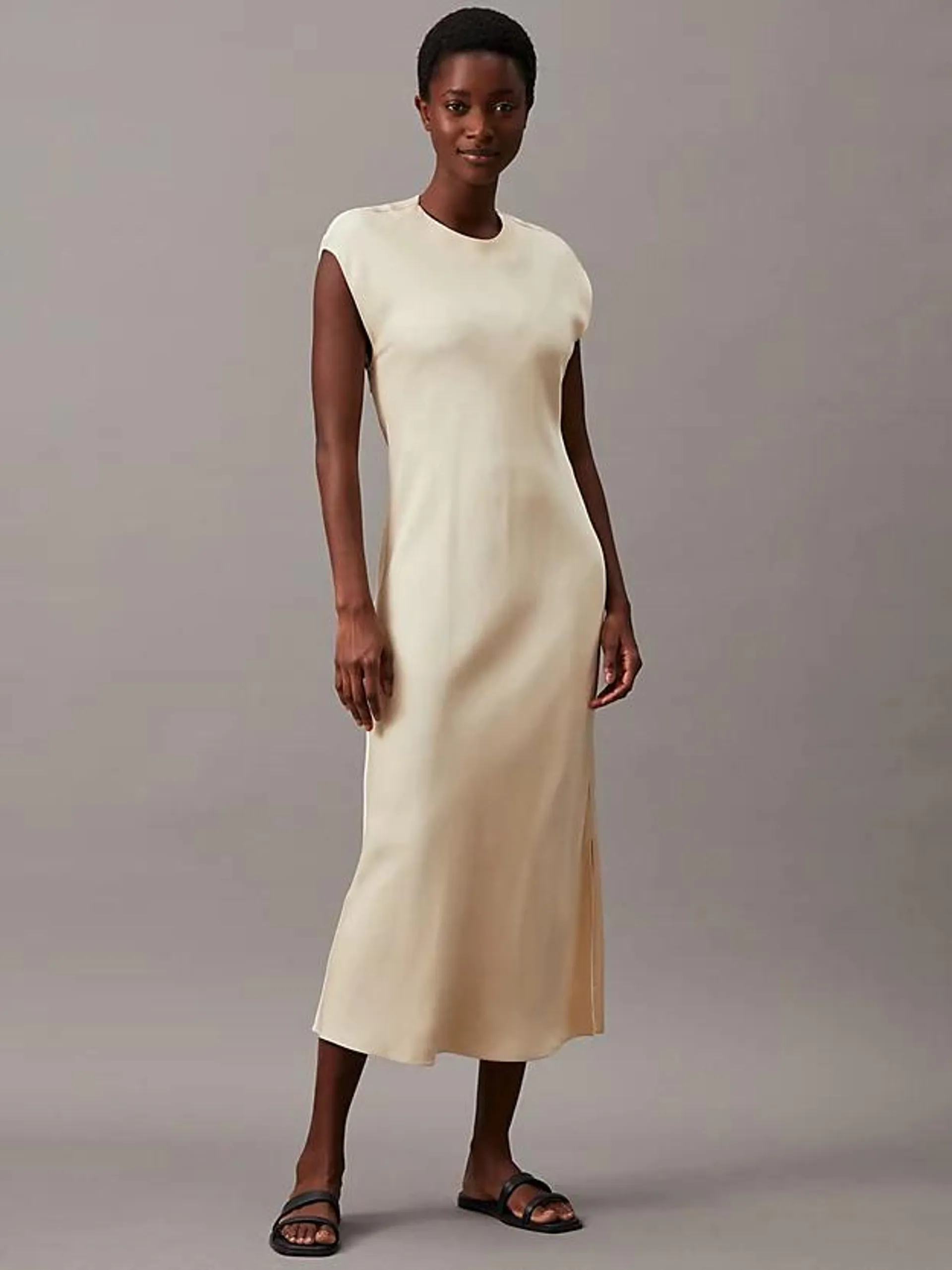 Slim Viscose Linen Midi Dress