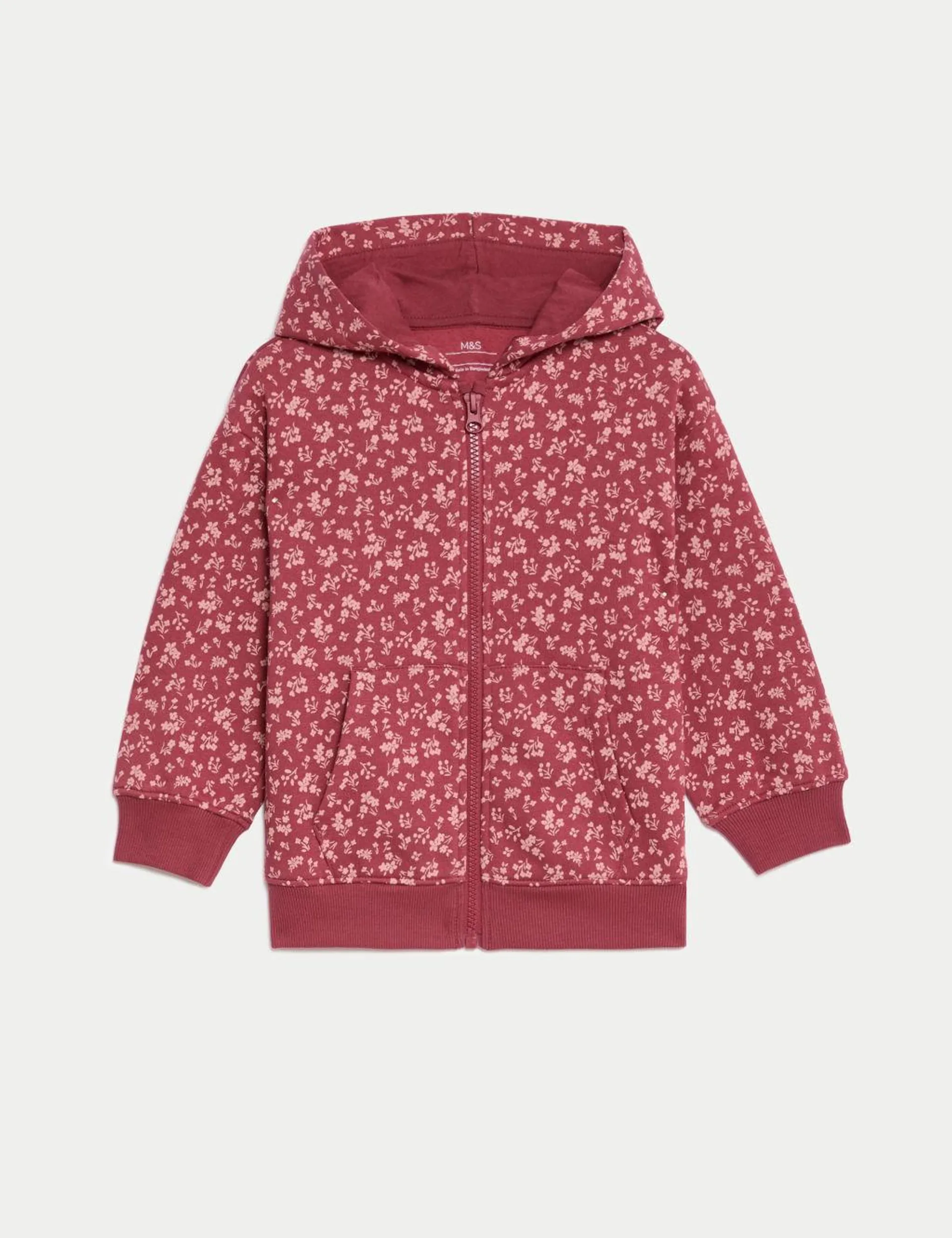 Cotton Rich Floral Zip Hoodie (2-8 Yrs)