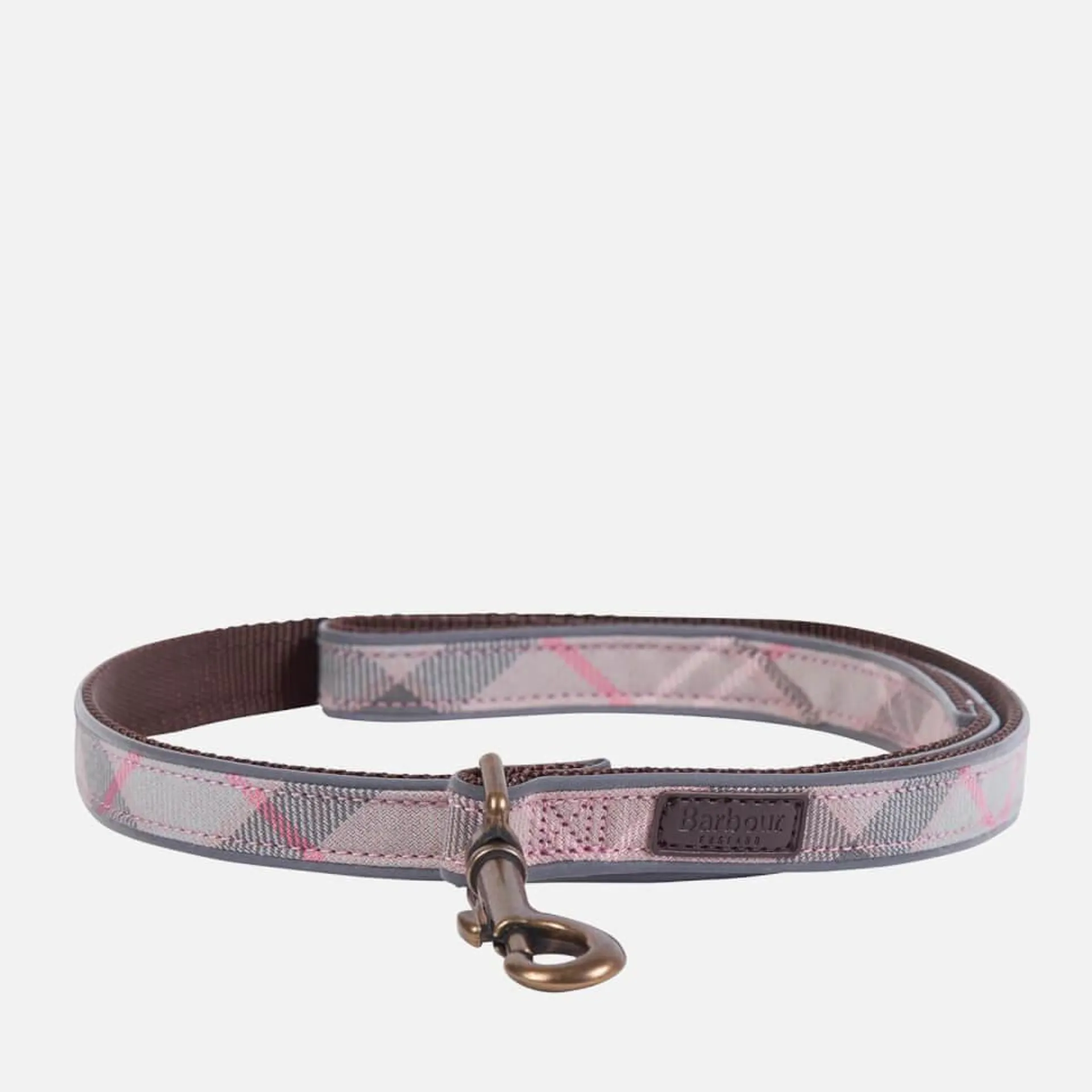 Barbour Dogs Reflective Tartan Lead - Taupe/Pink Tartan