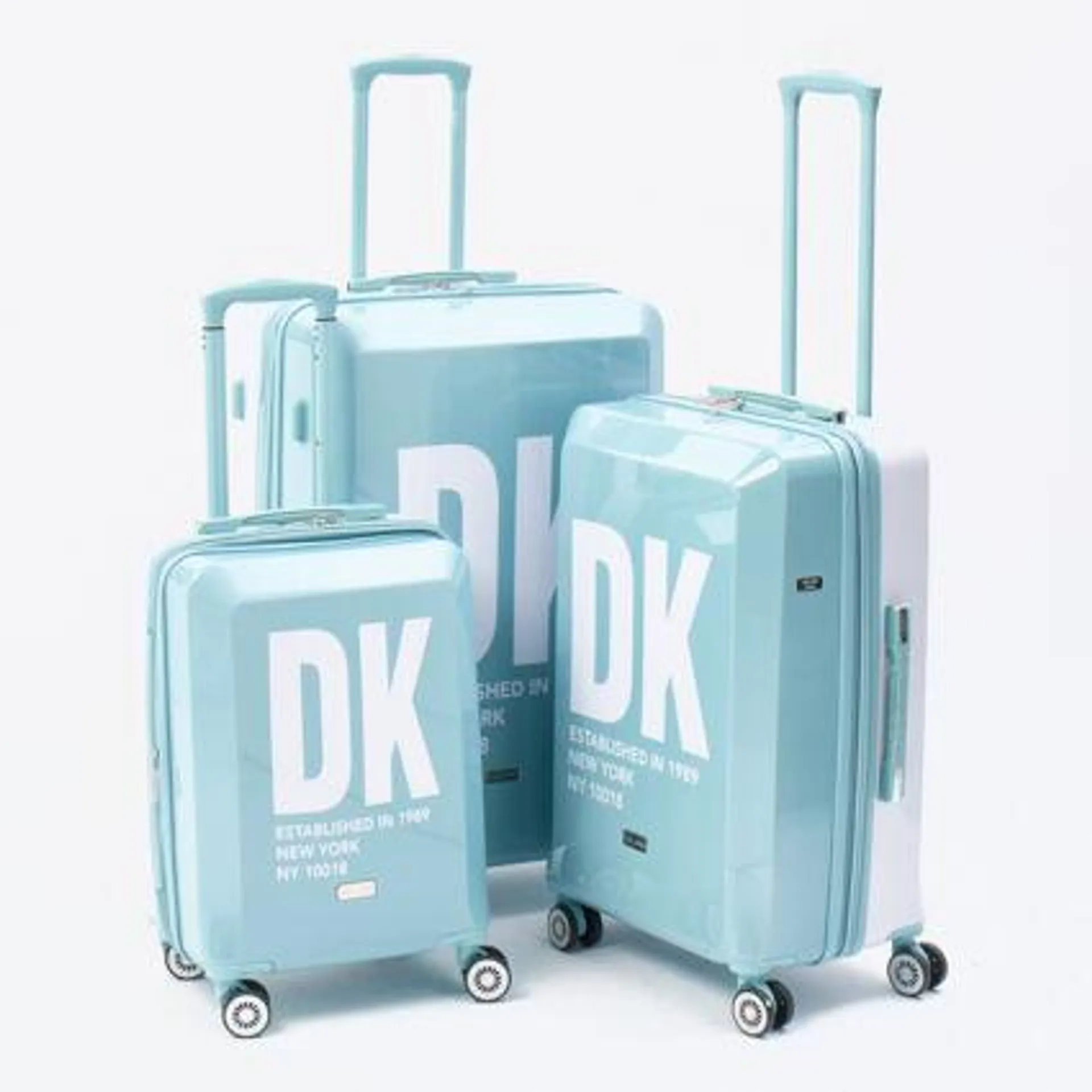 Green & White Mirrored Suitcases