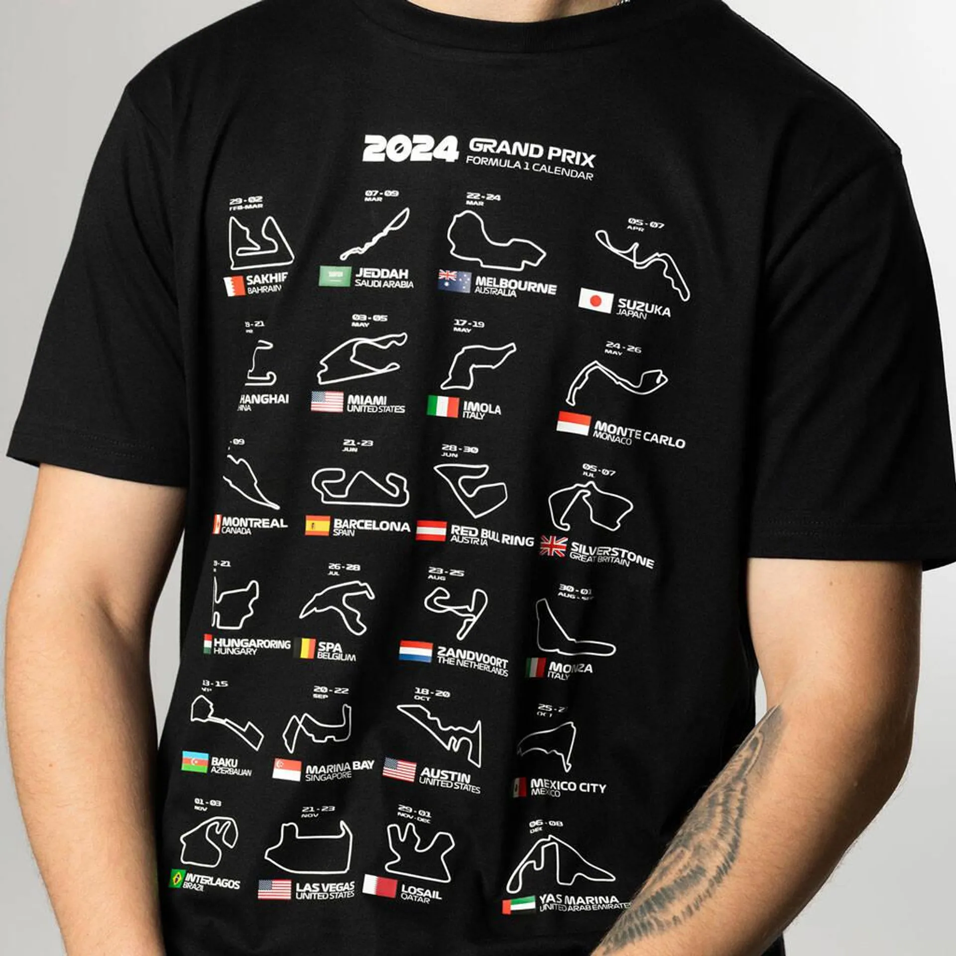 Formula One F1 2024 Calendar Track T Shirt Gift For Him