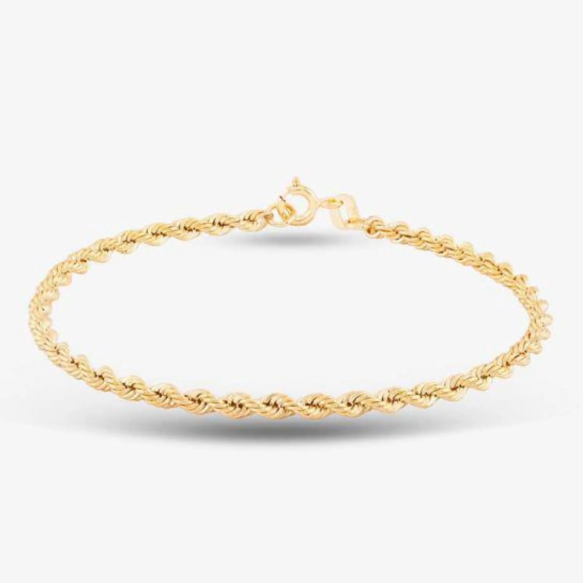 9ct Yellow Gold 7 Inch Rope Chain Bracelet 1.22.0171