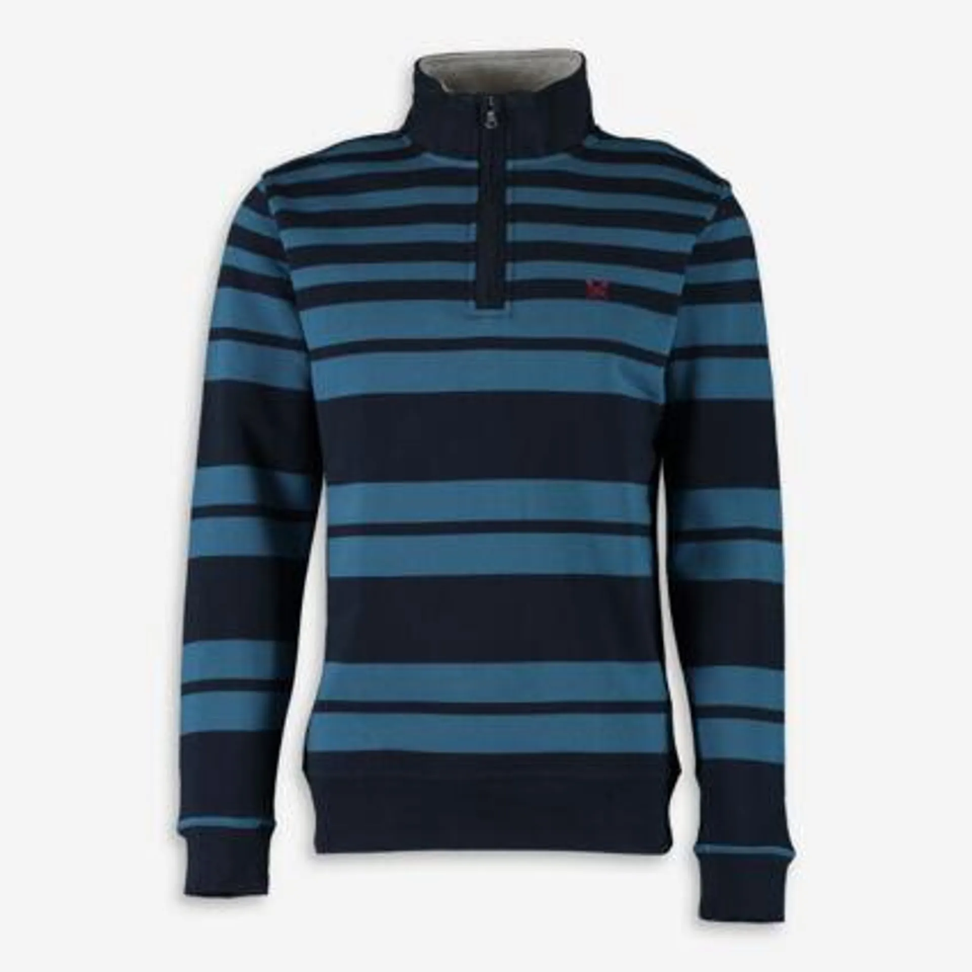 Navy and Blue Striped Zip Neck Top