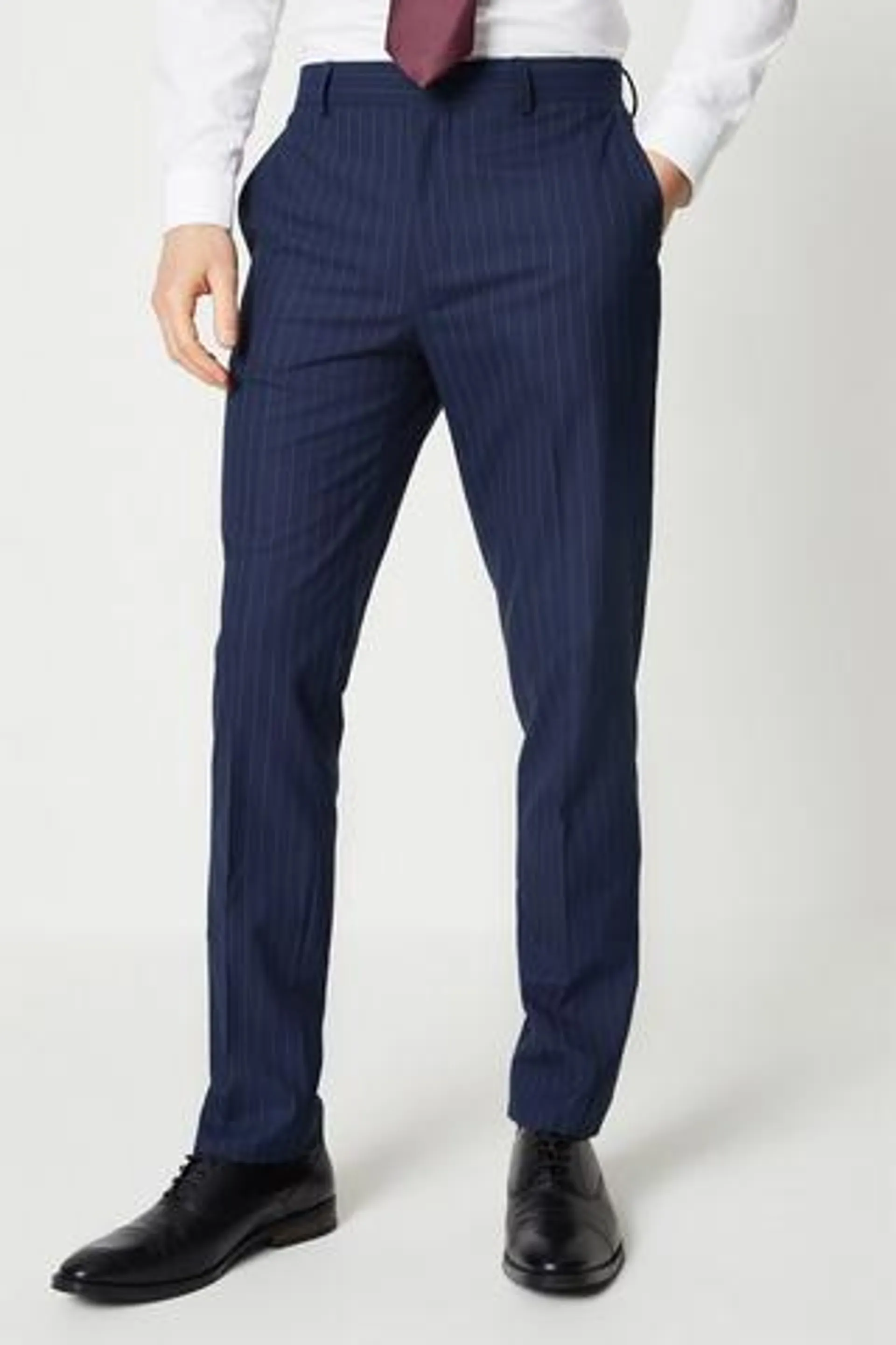 Navy Fine Stripe Suit Trouser