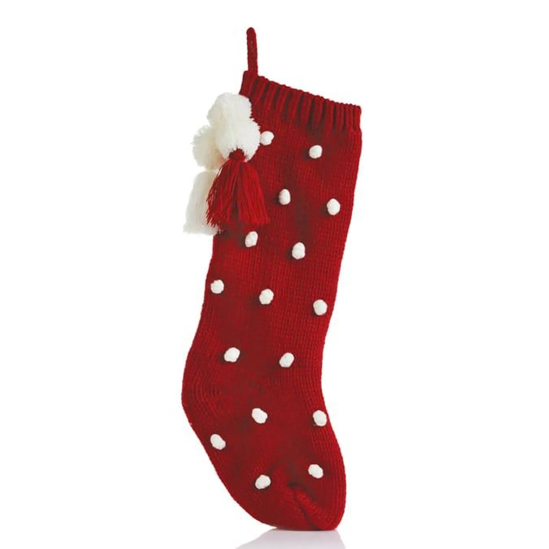 Joyful Pom Pom Knit Stocking