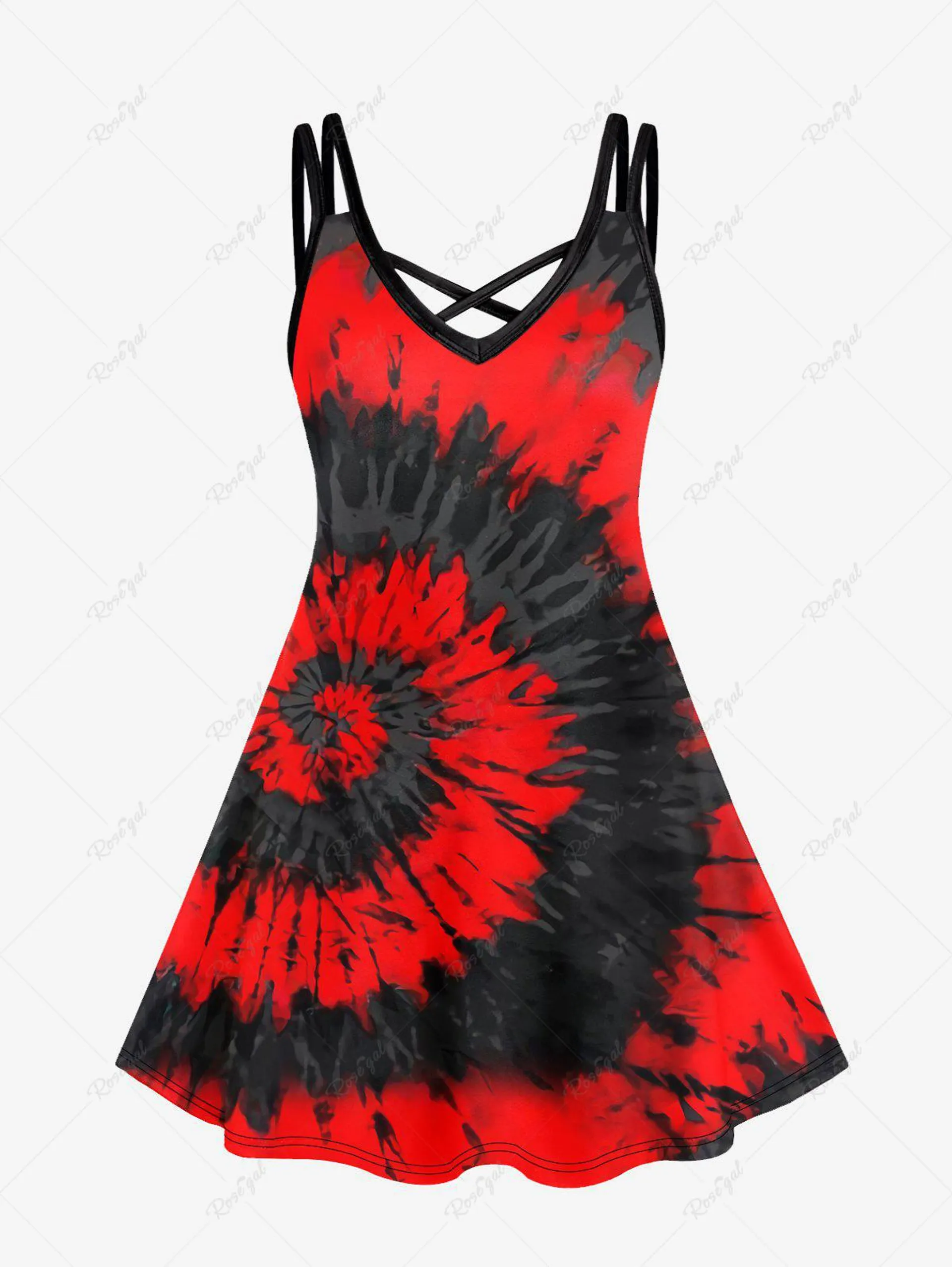 Gothic Spiral Tie Dye Crisscross Cami Dress - 3x | Us 22-24