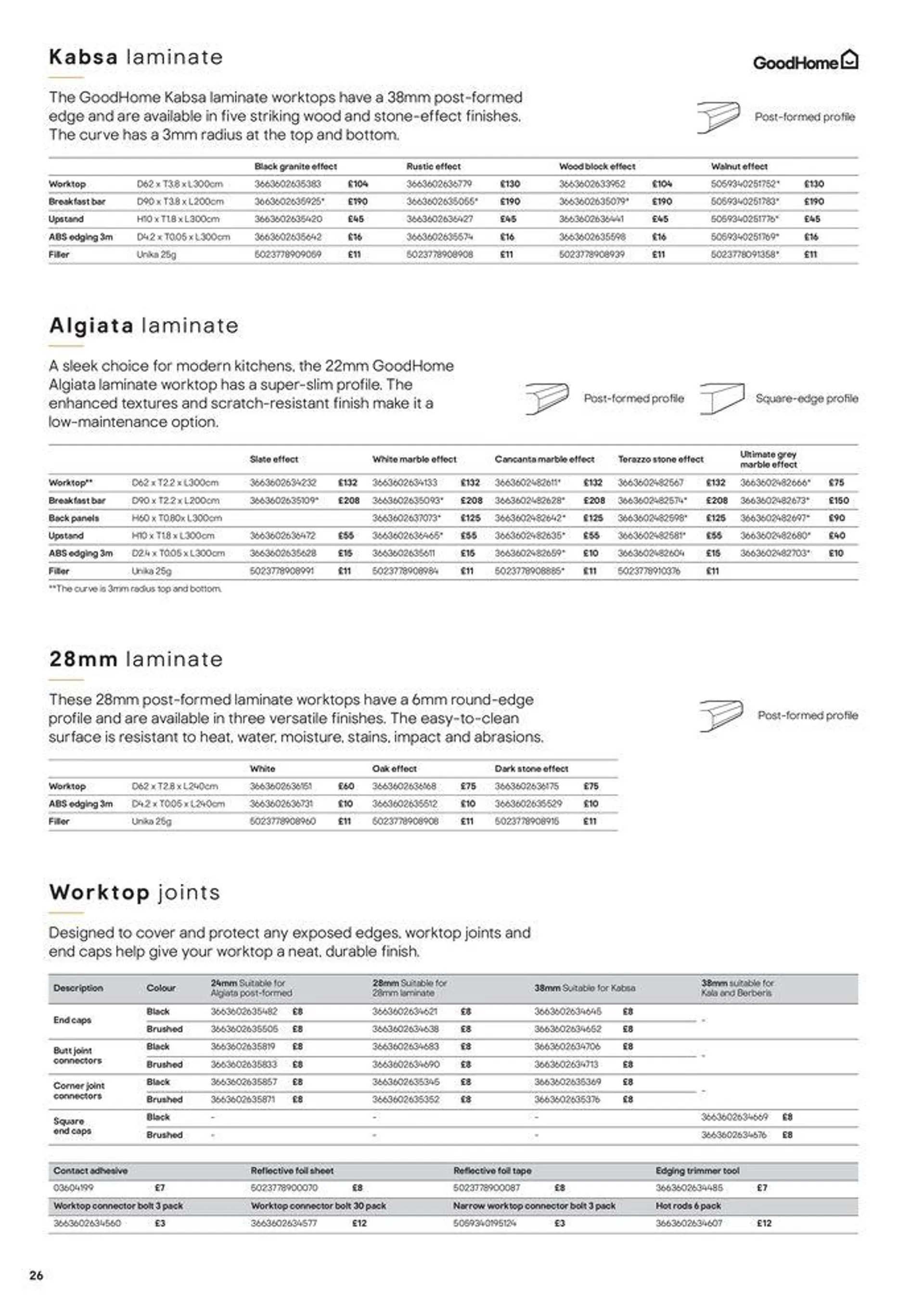 Kitchens Product & Cabinetry Price List from 20 August to 31 December 2024 - Catalogue Page 26