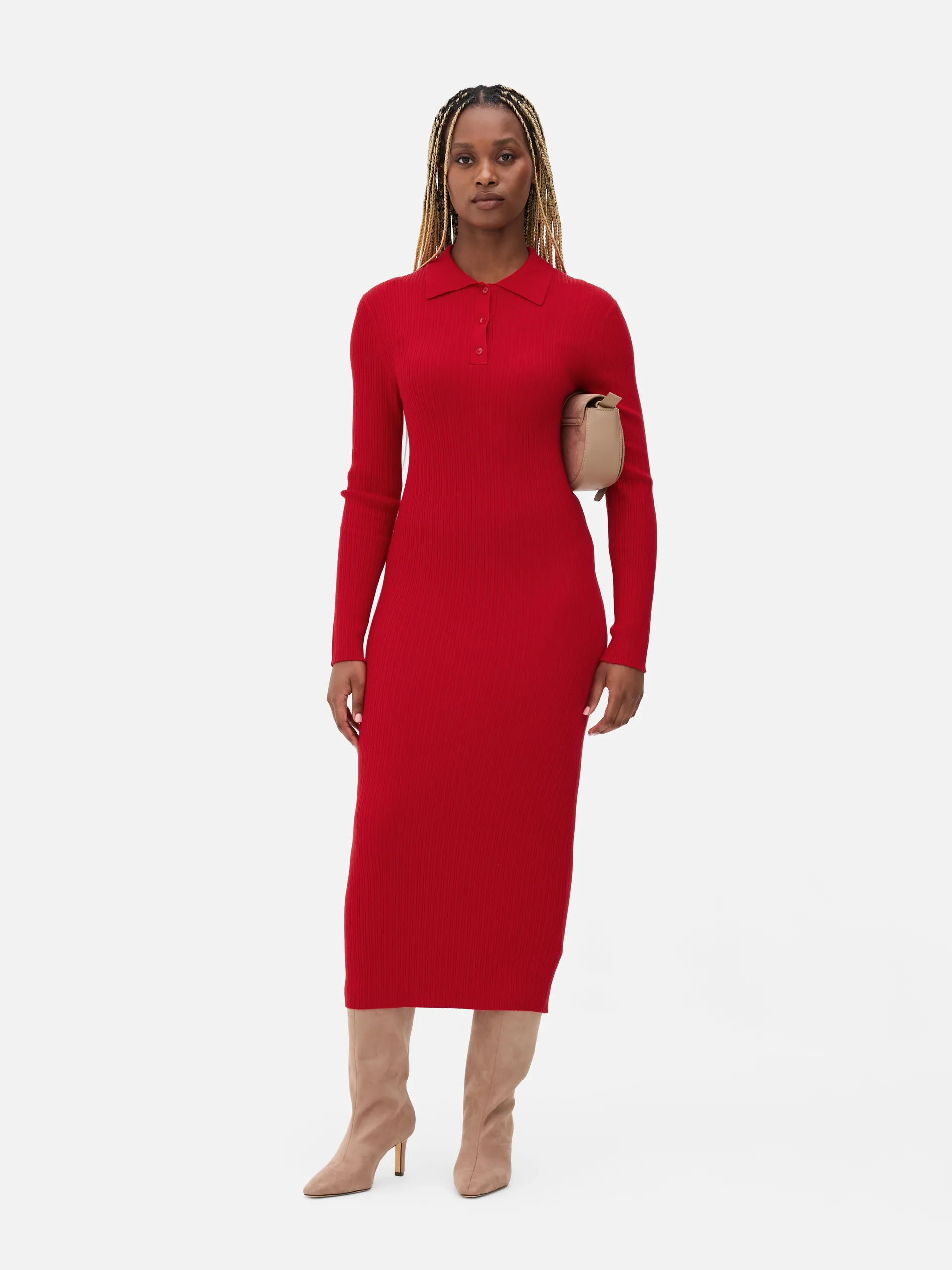 Knitted Polo Midi Dress