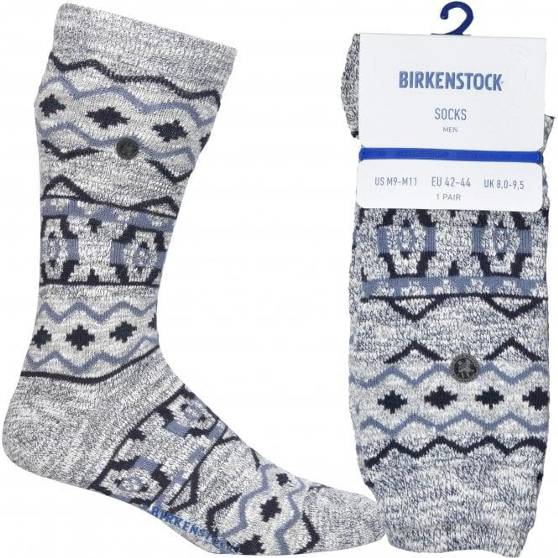 Birkenstock Cotton Jacquard Socks, Blue / Grey Melange
