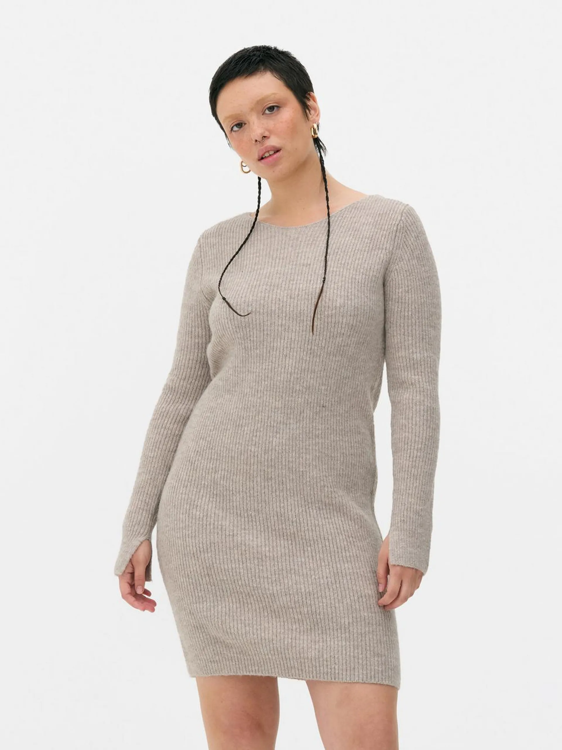 Slash Neck Mini Jumper Dress