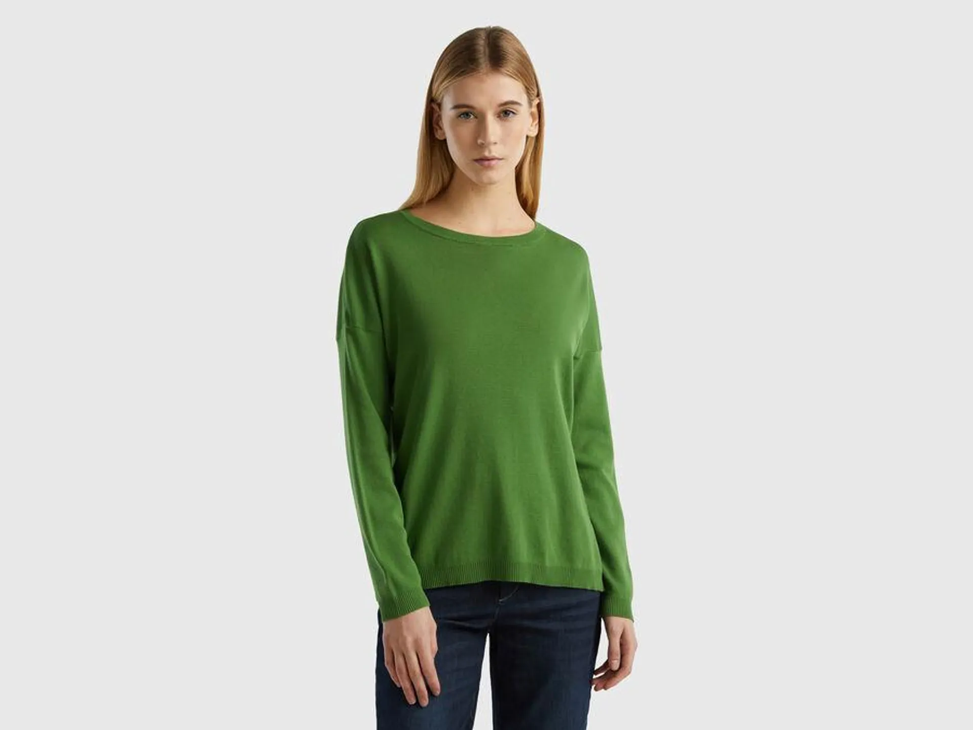 Cotton sweater with round neck