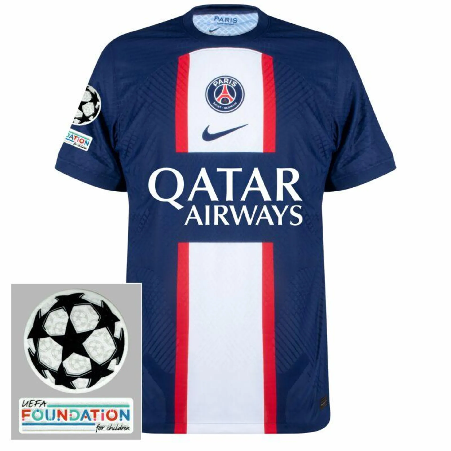 Nike PSG Dri-Fit ADV Match Home Shirt 2022-2023 inc. UCL Starball + UEFA Foundation Patches