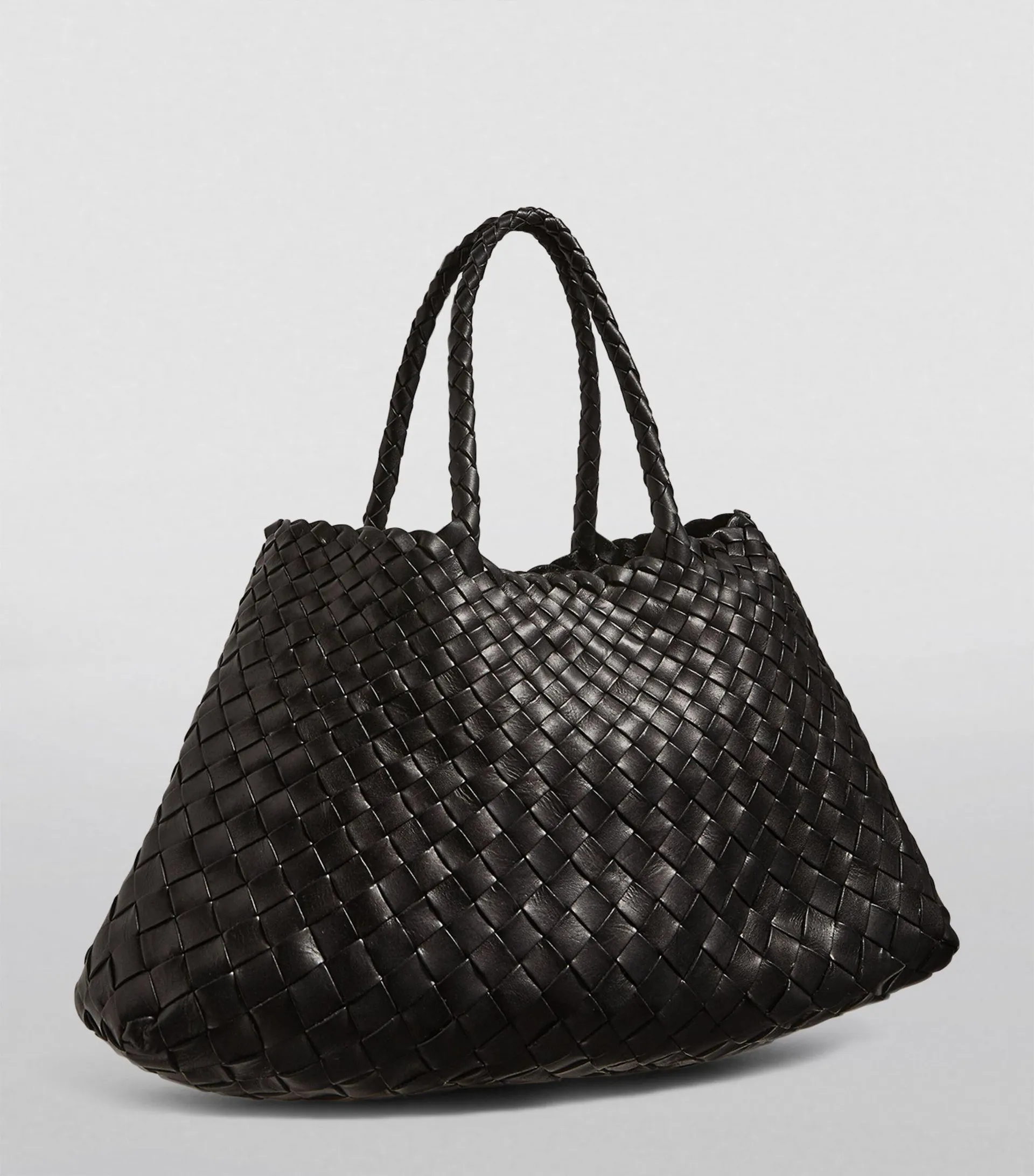 Small Leather Woven Santa Croce Tote Bag