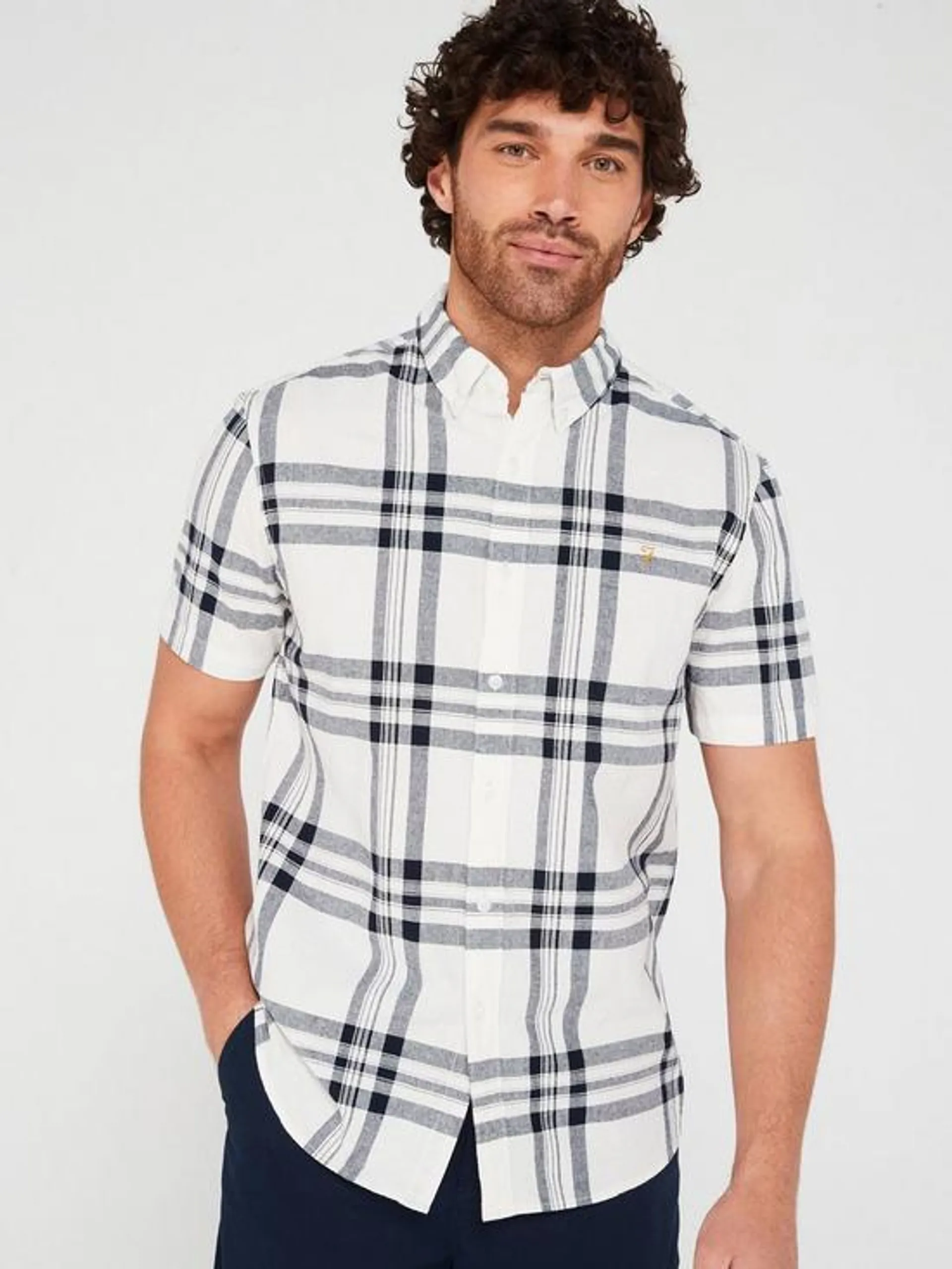 Kele Short Sleeve Striped Regular Fit Shirt - Off White