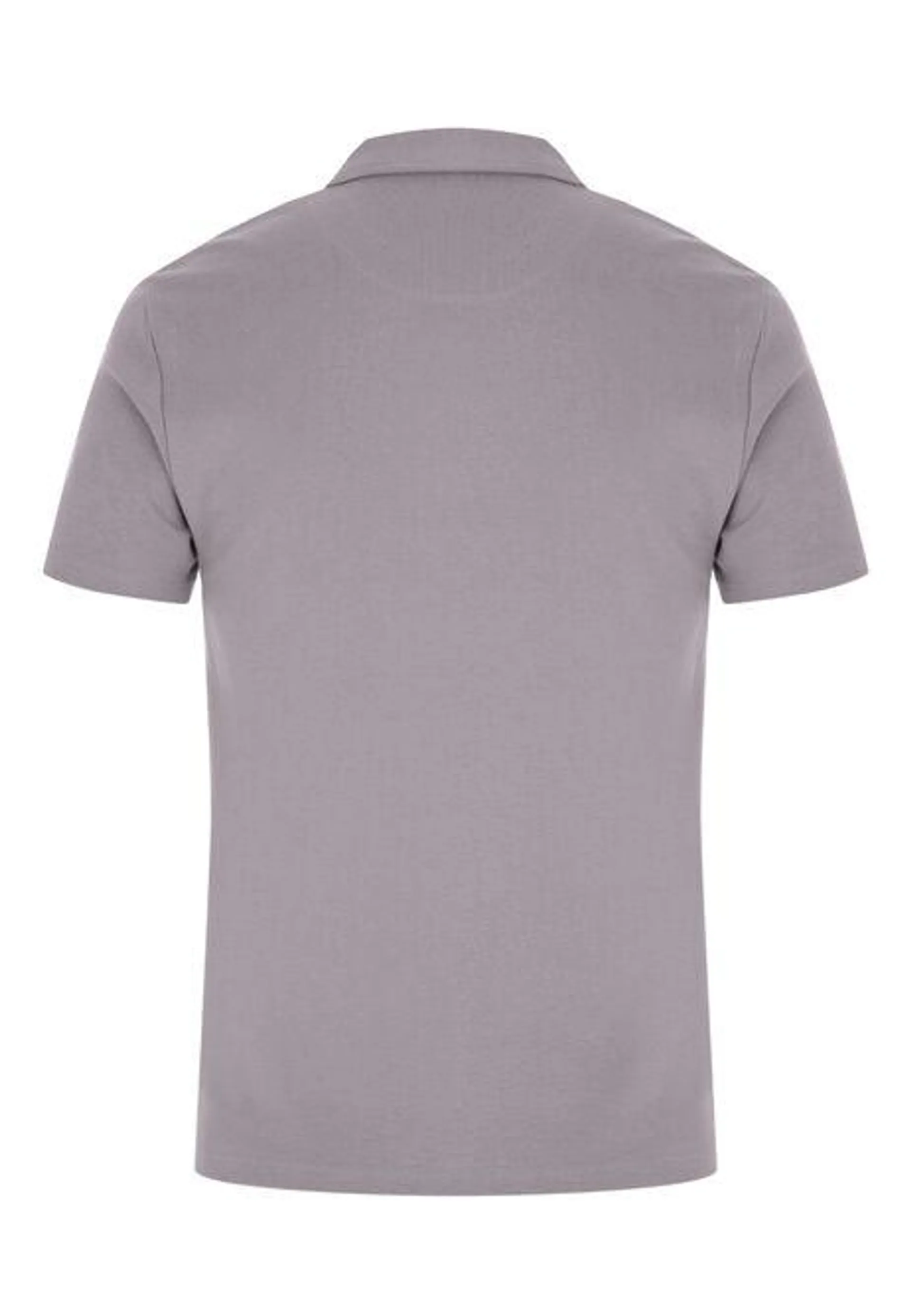 Mens Light Grey Short Sleeve Zip Polo Shirt