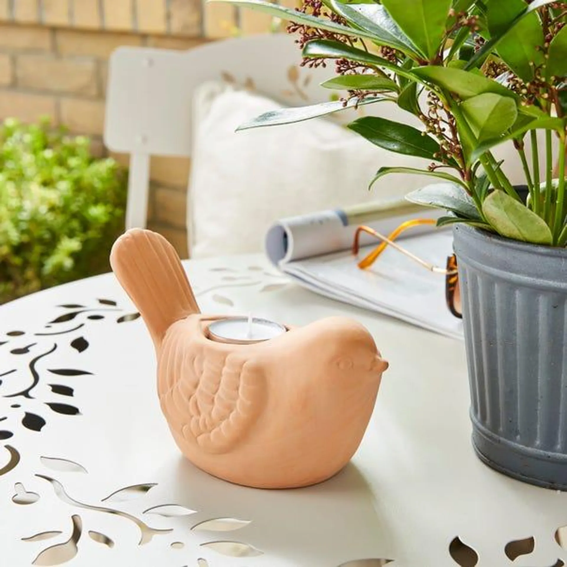 Terracotta Bird Candle Holder