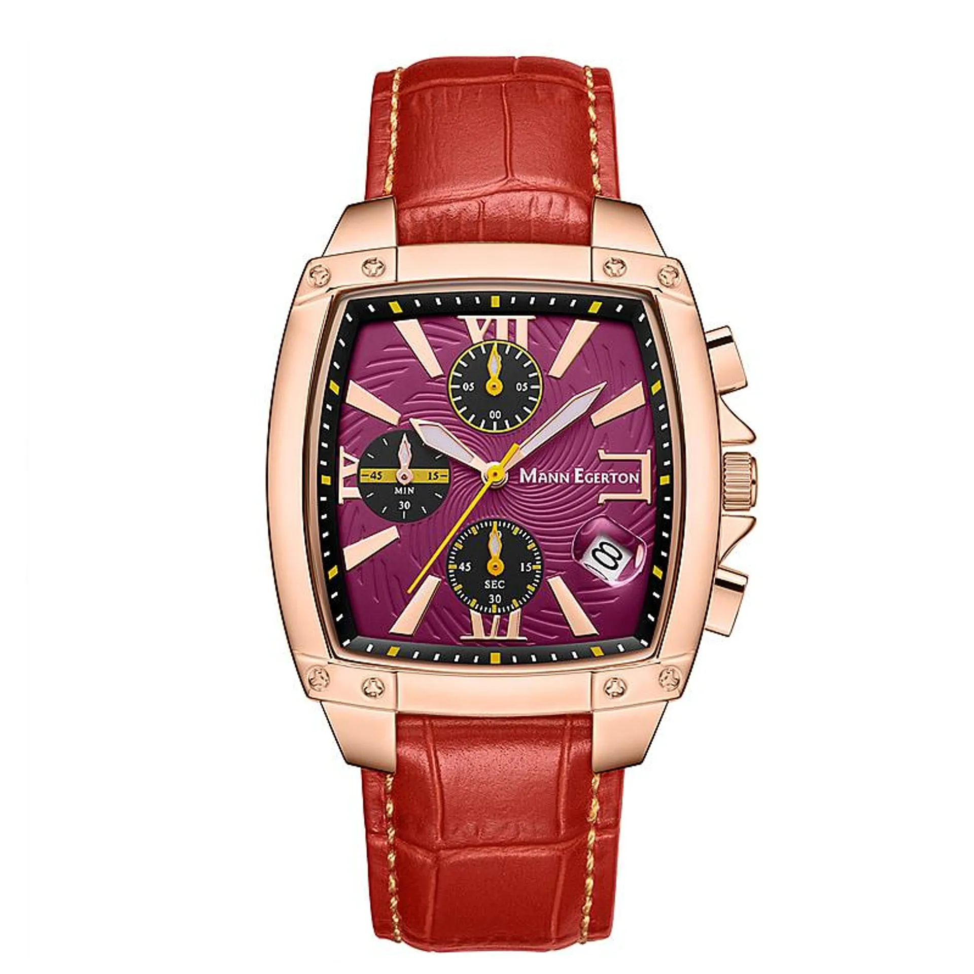 Limited Edition Mann Egerton Hand Assembled Chronograph Movt. Red Dial 30m Water Resistant Watch