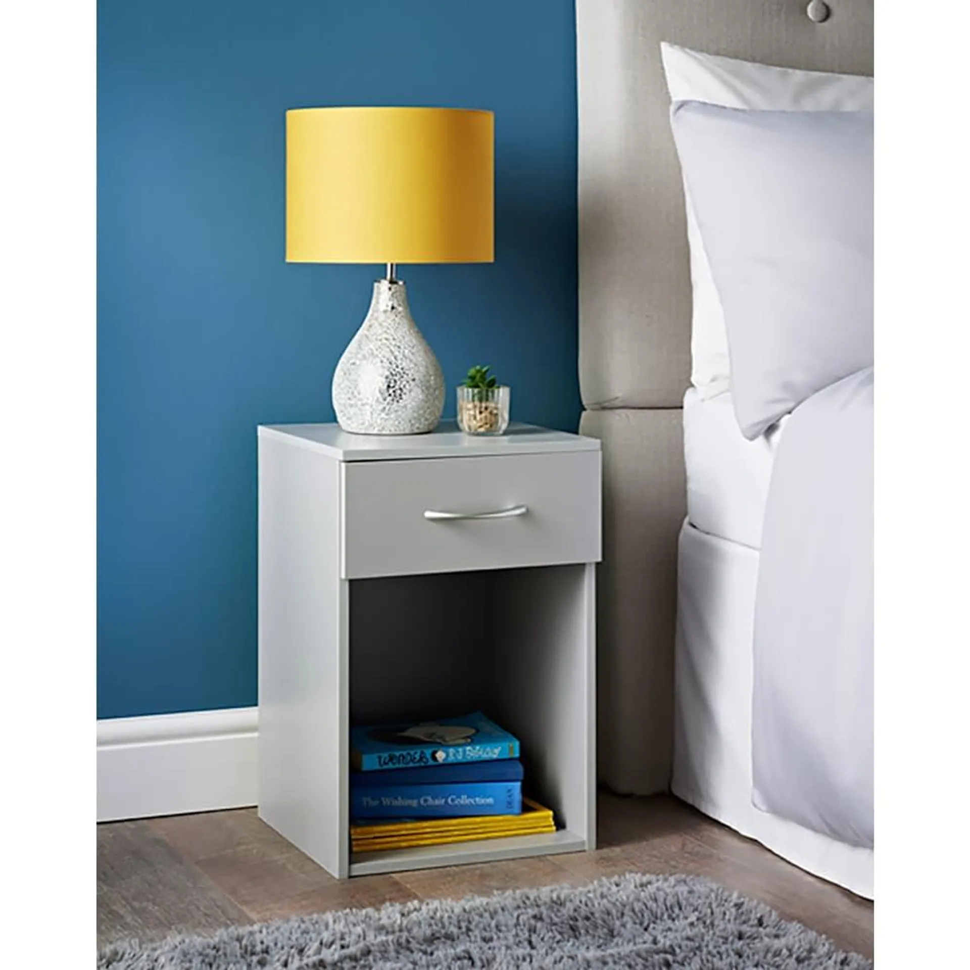 Lokken 1 Drawer Bedside Table - Grey