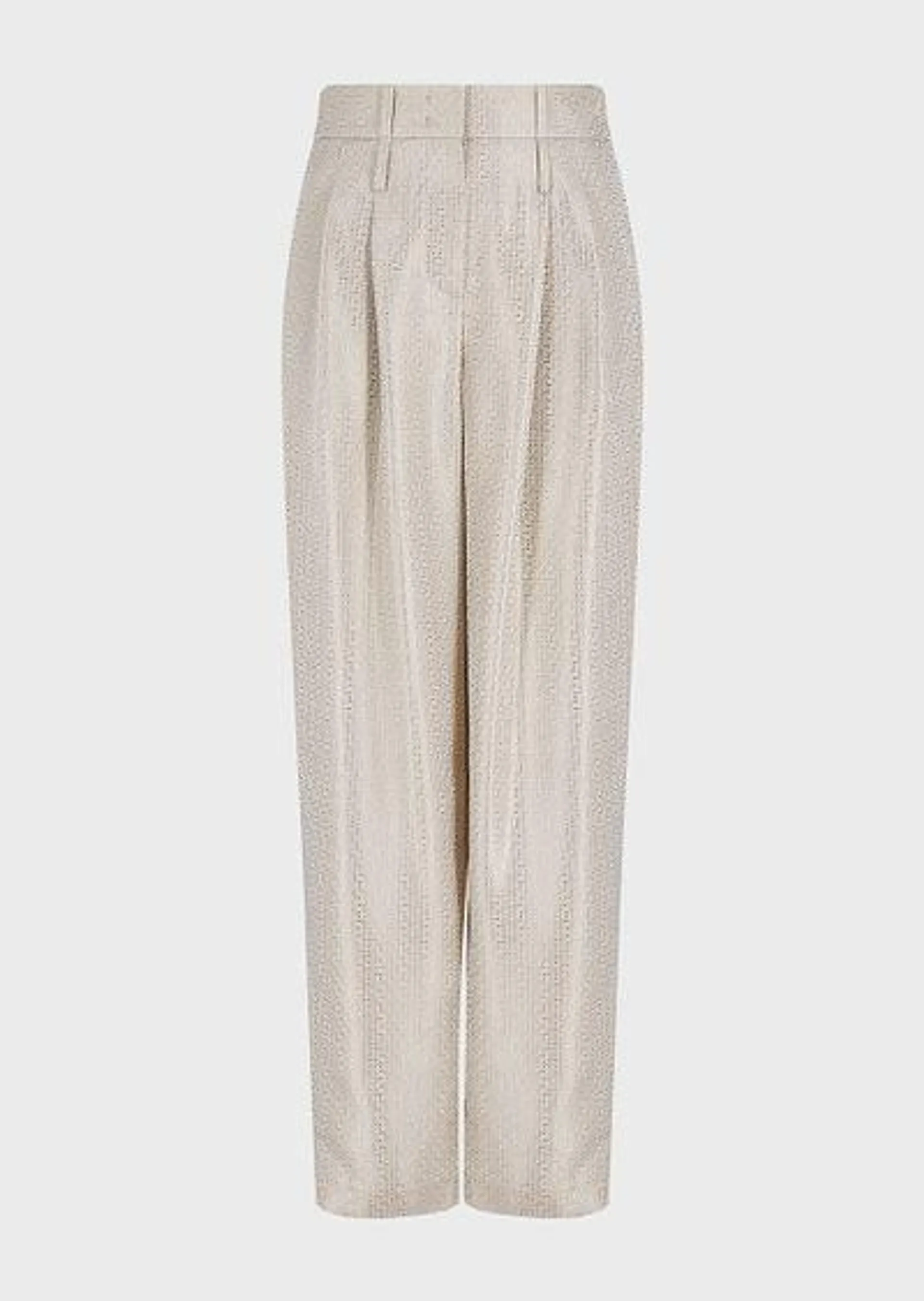 Straight-cut trousers in jacquard viscose
