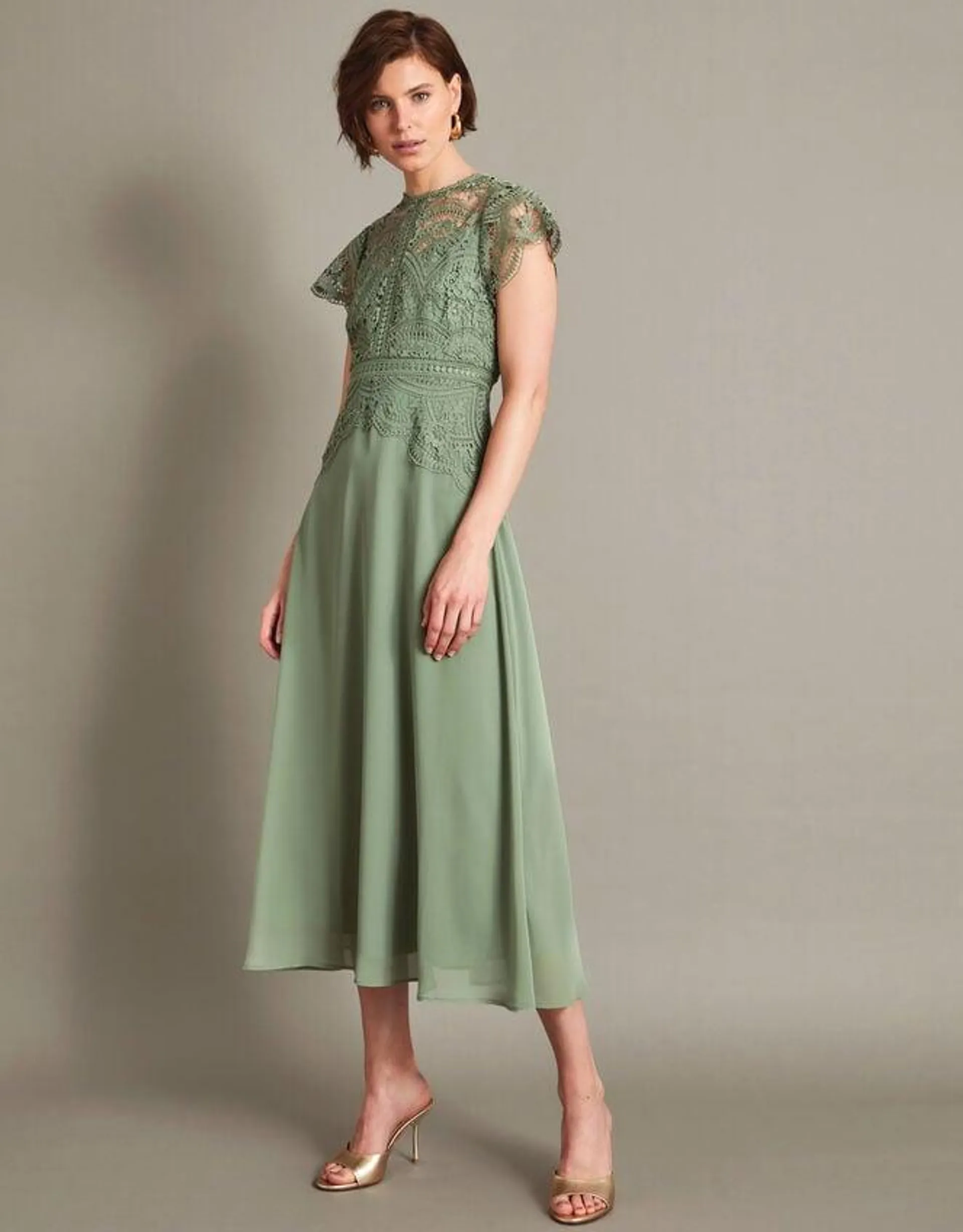 Monica Lace Midi Dress Green