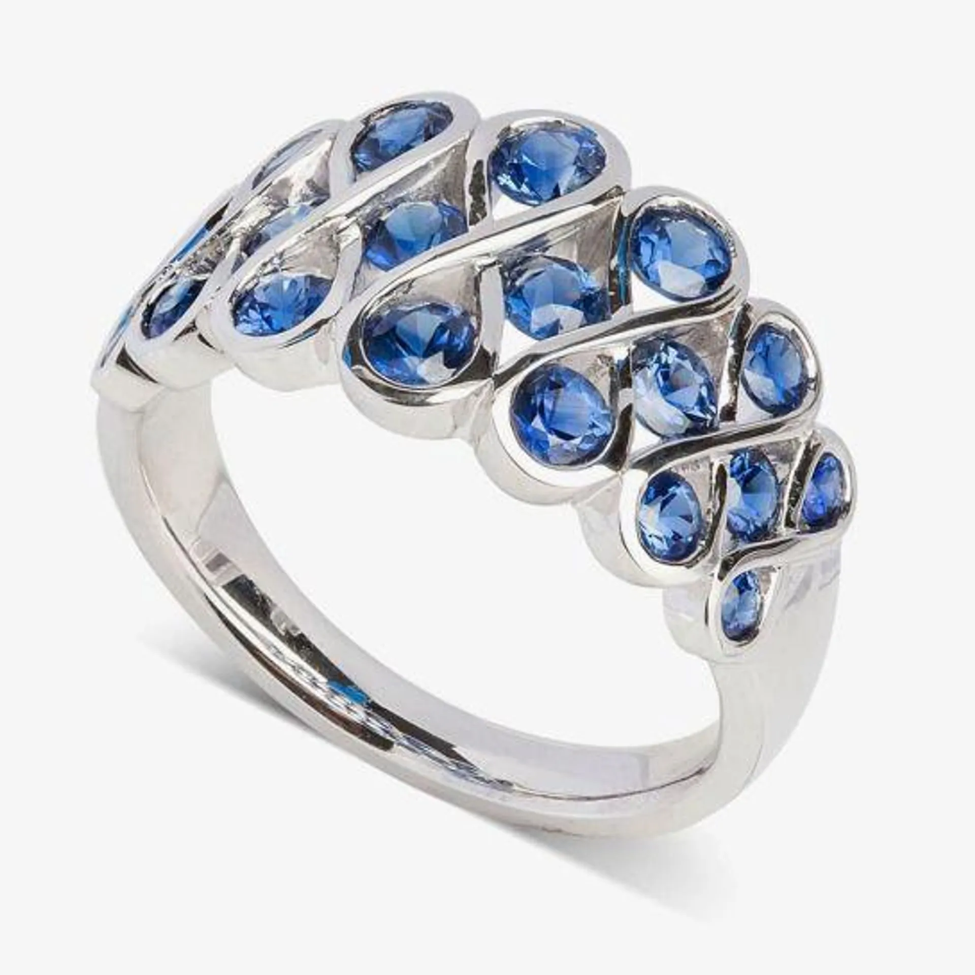 18ct White Gold Eternal Sapphire and Diamond Infinity Ring