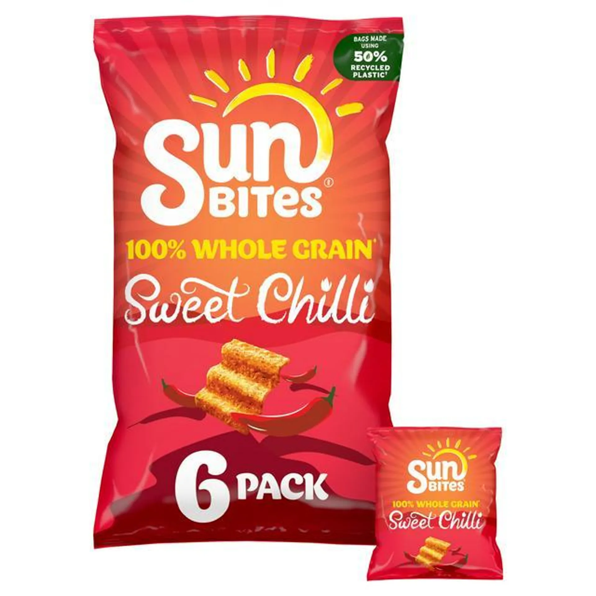 Sunbites Sun Ripened Sweet Chilli Multipack Snacks Crisps 6x25g