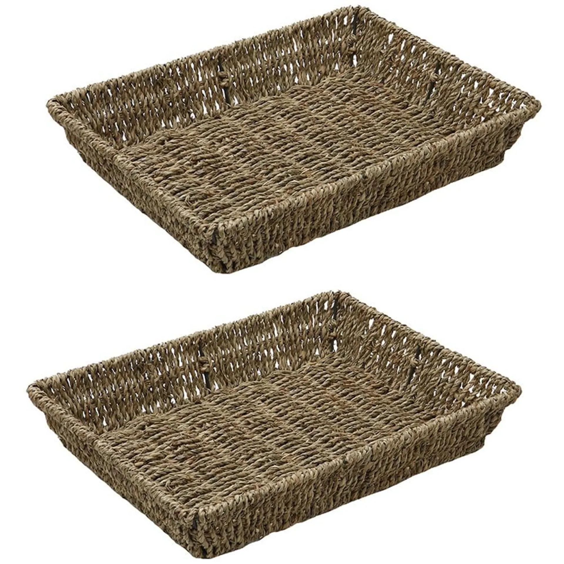 JVL Seagrass Rectangular Storage Tray Set of 2