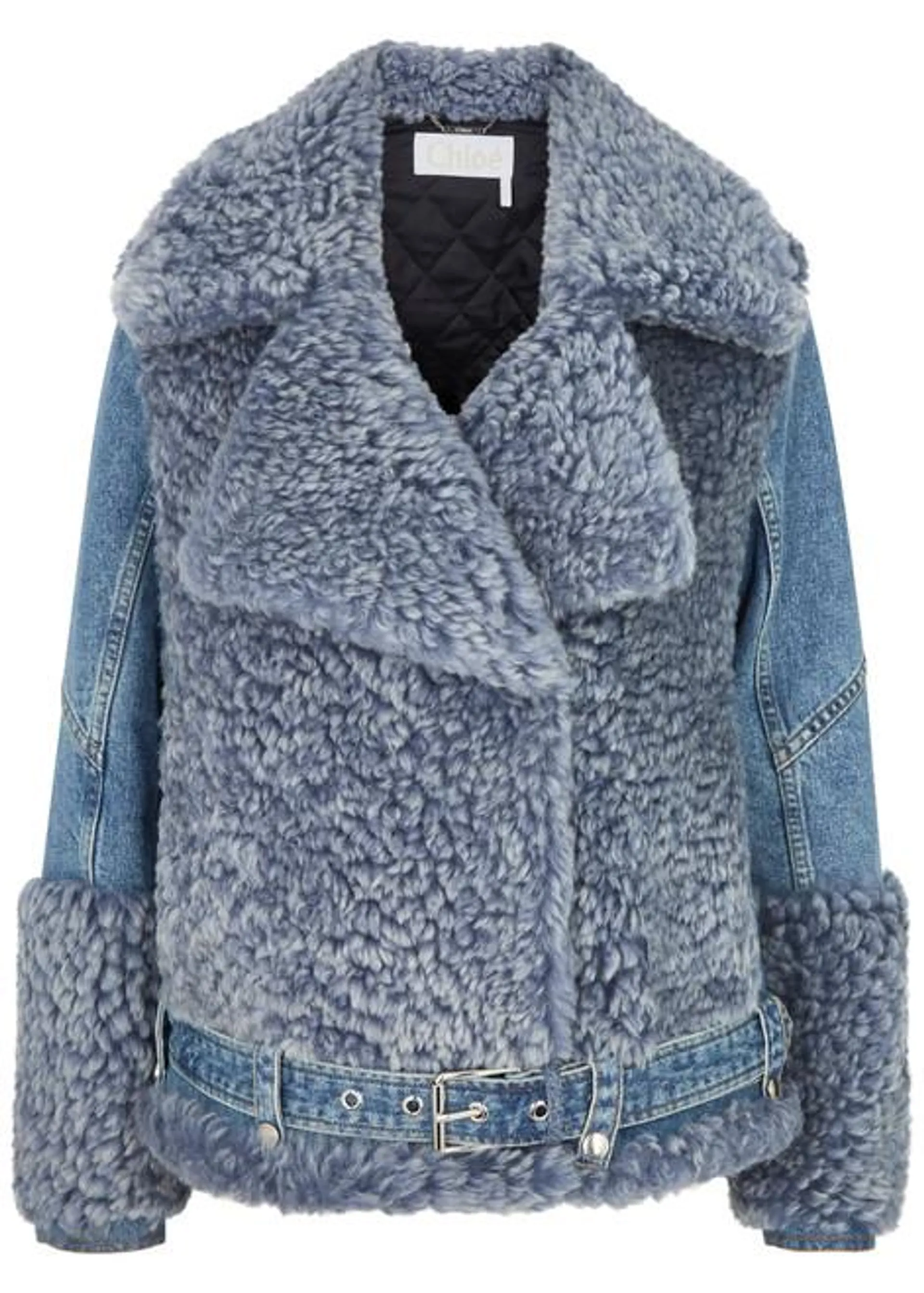 Shearling and denim jacket