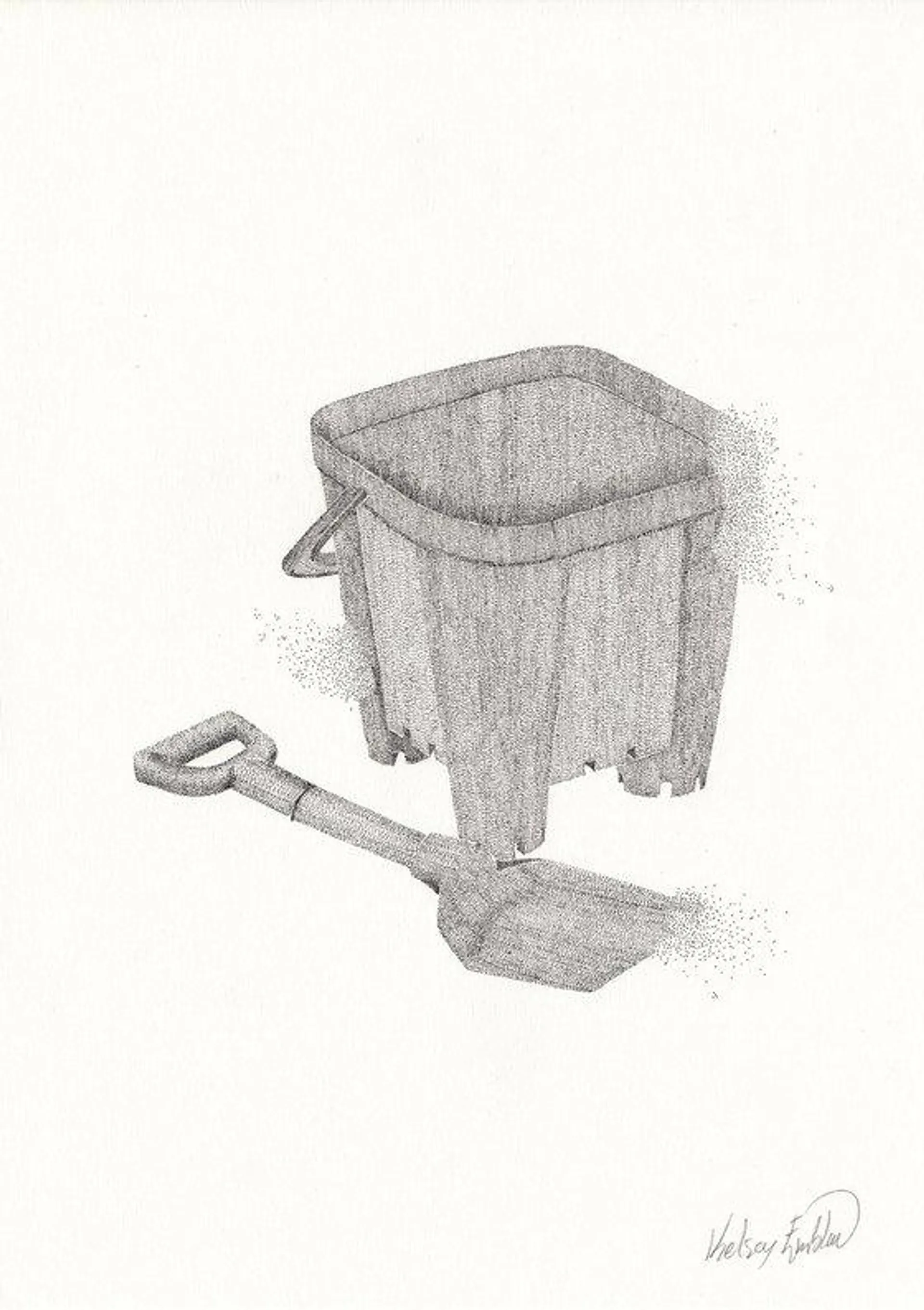 Bucket & Spade - Ink drawing on paper (2017)