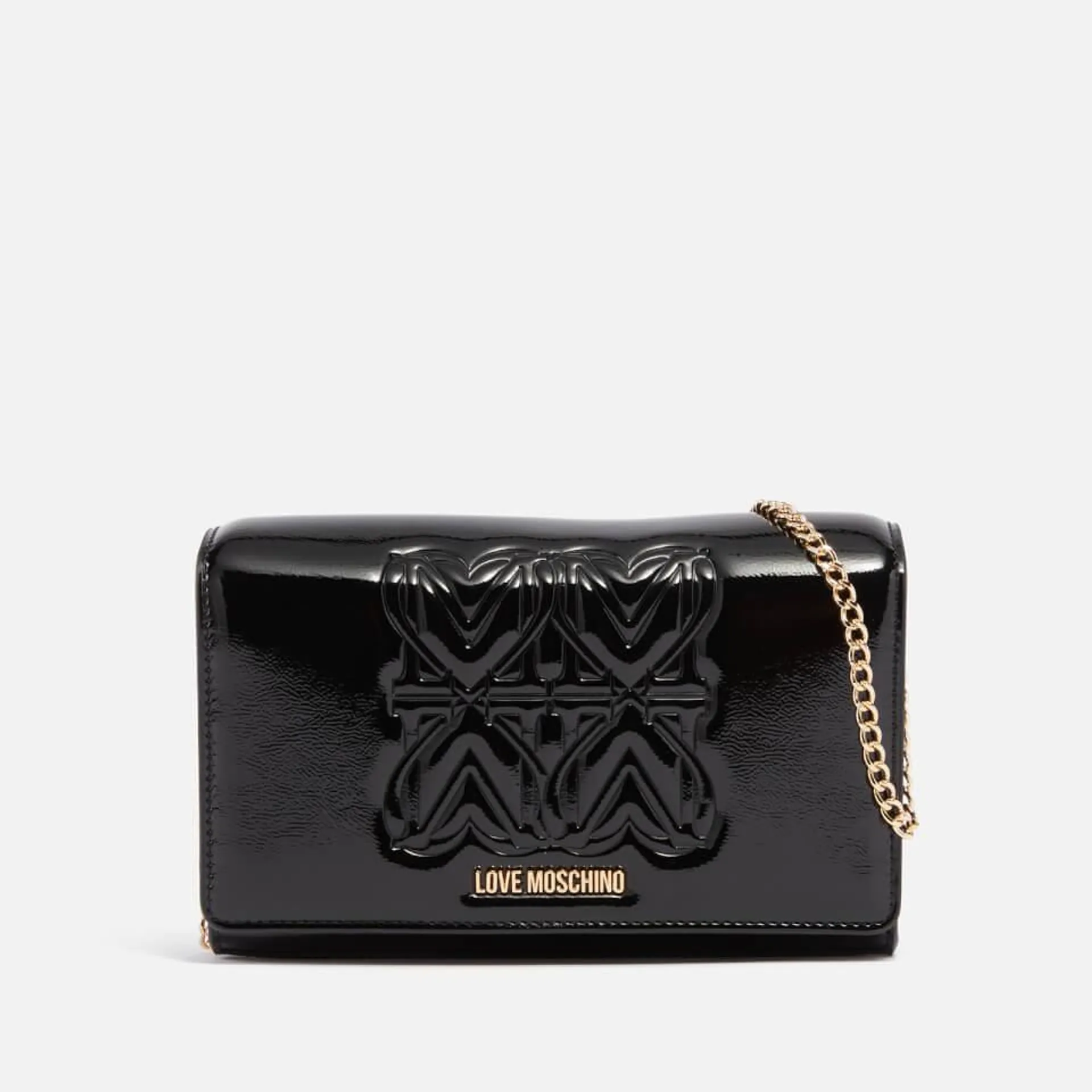 Love Moschino Big Embossment Chain Faux Leather Clutch Bag