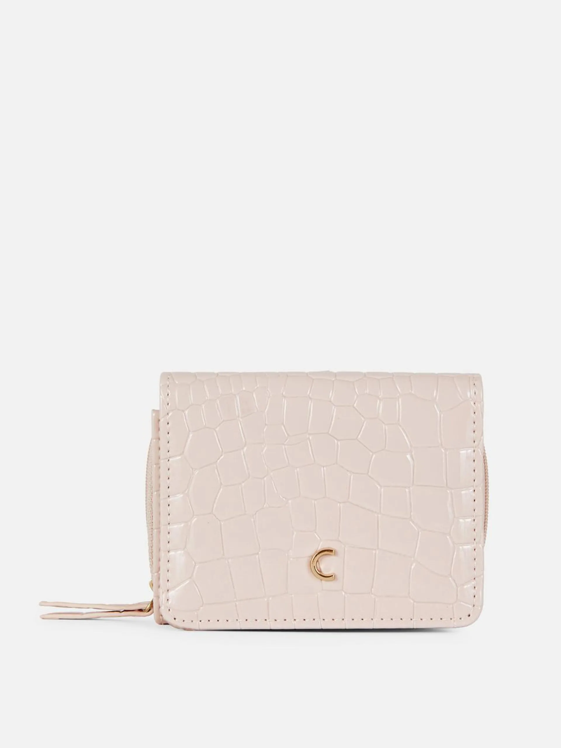 Initial Croc Effect Purse