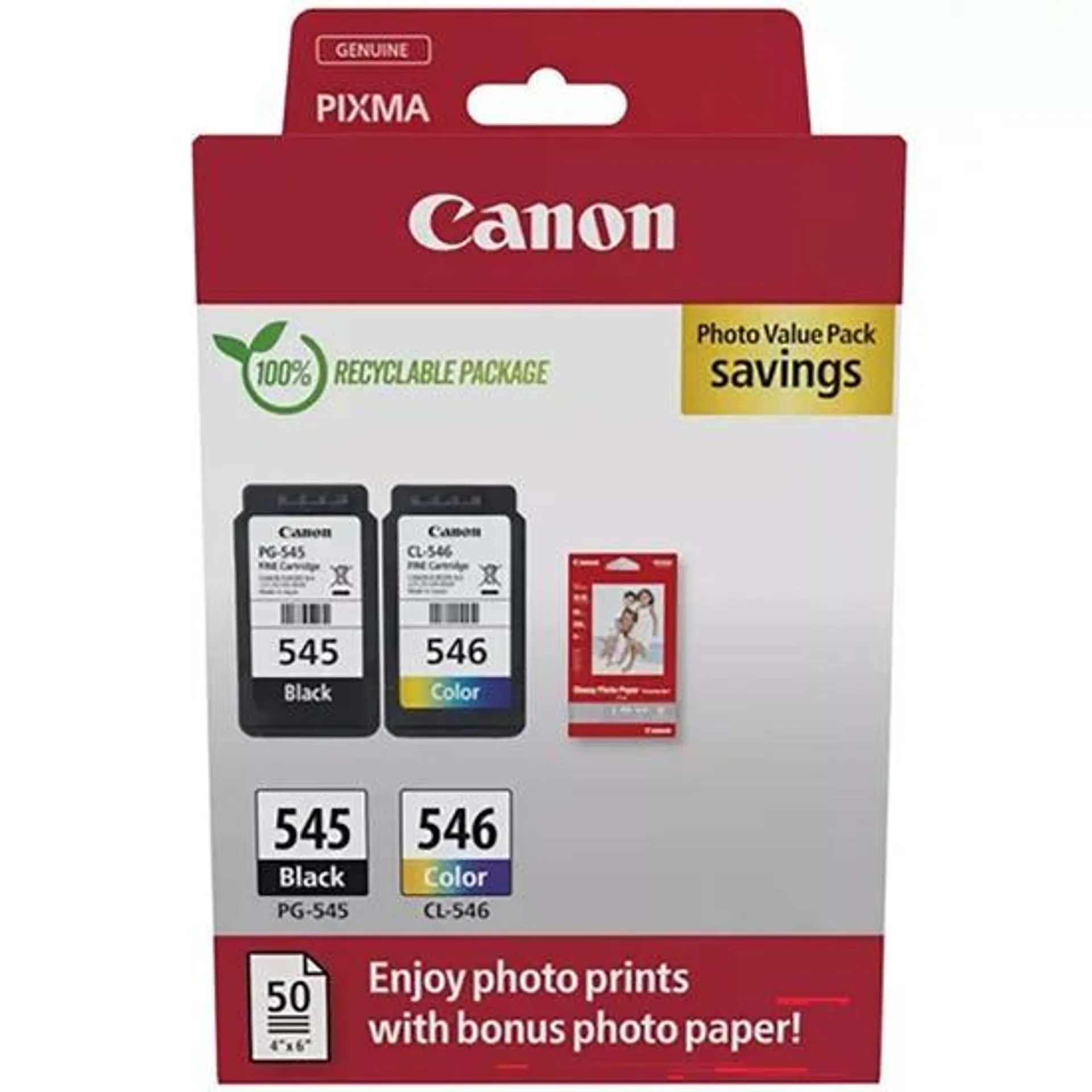 Canon PG-545/CL-546 Ink Cartridges Multipack with Photo Paper