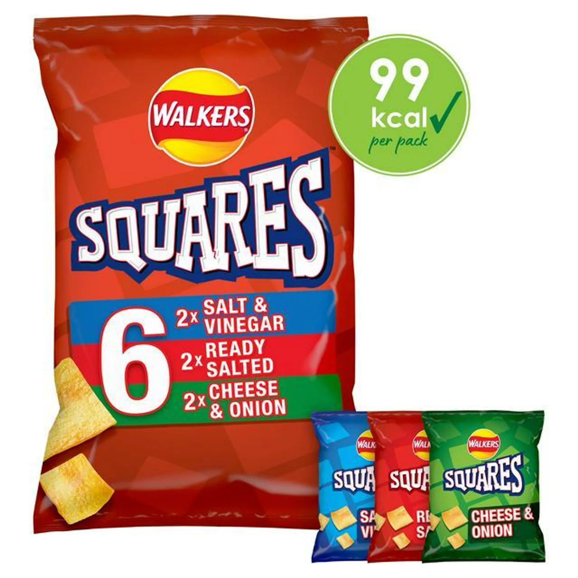Walkers Squares Variety Multipack Crisps Snacks 6x22g