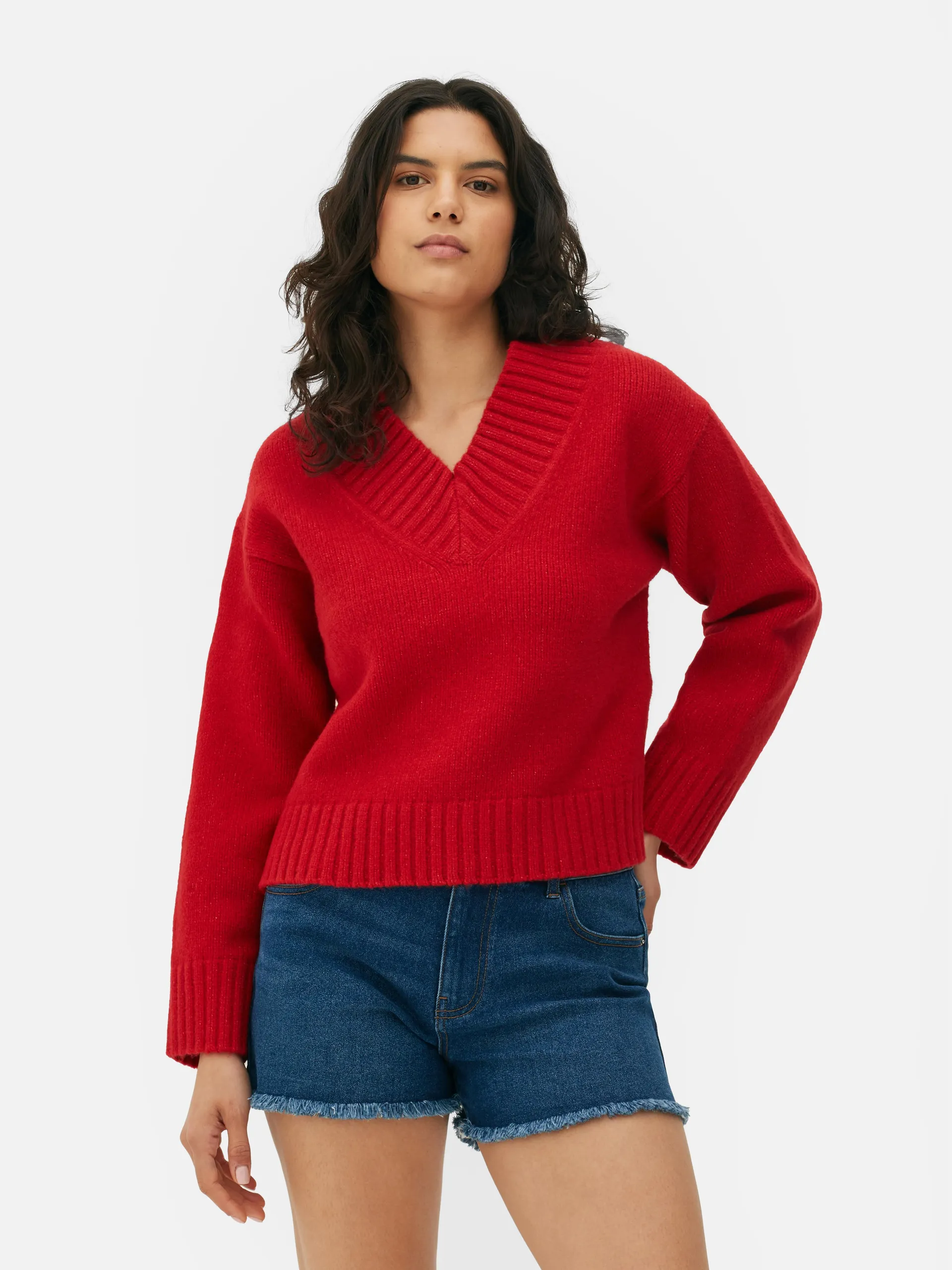 Chunky V-Neck Knitted Jumper