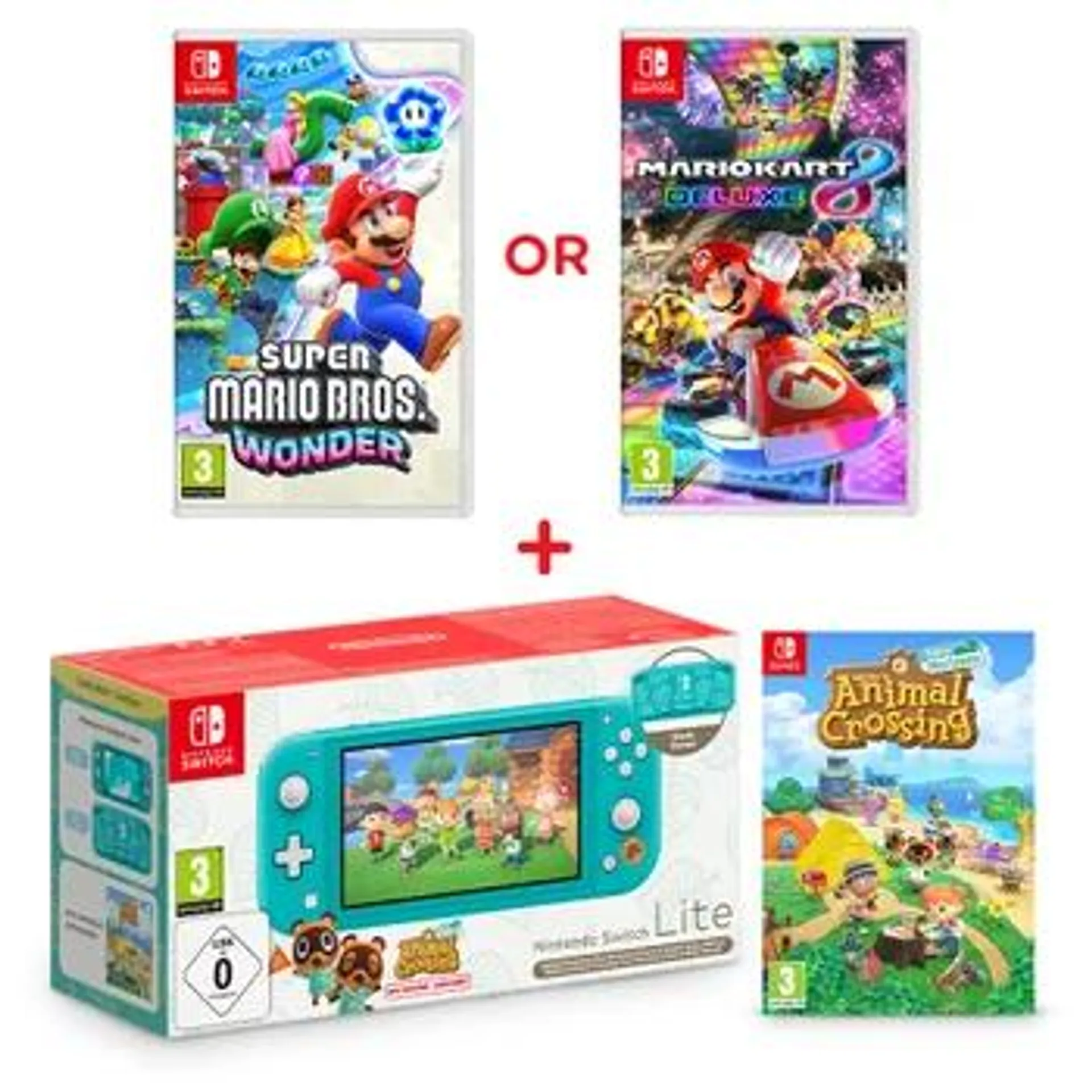 Nintendo Switch Lite Animal Crossing: New Horizons Timmy & Tommy's Edition & Select Game Bundle