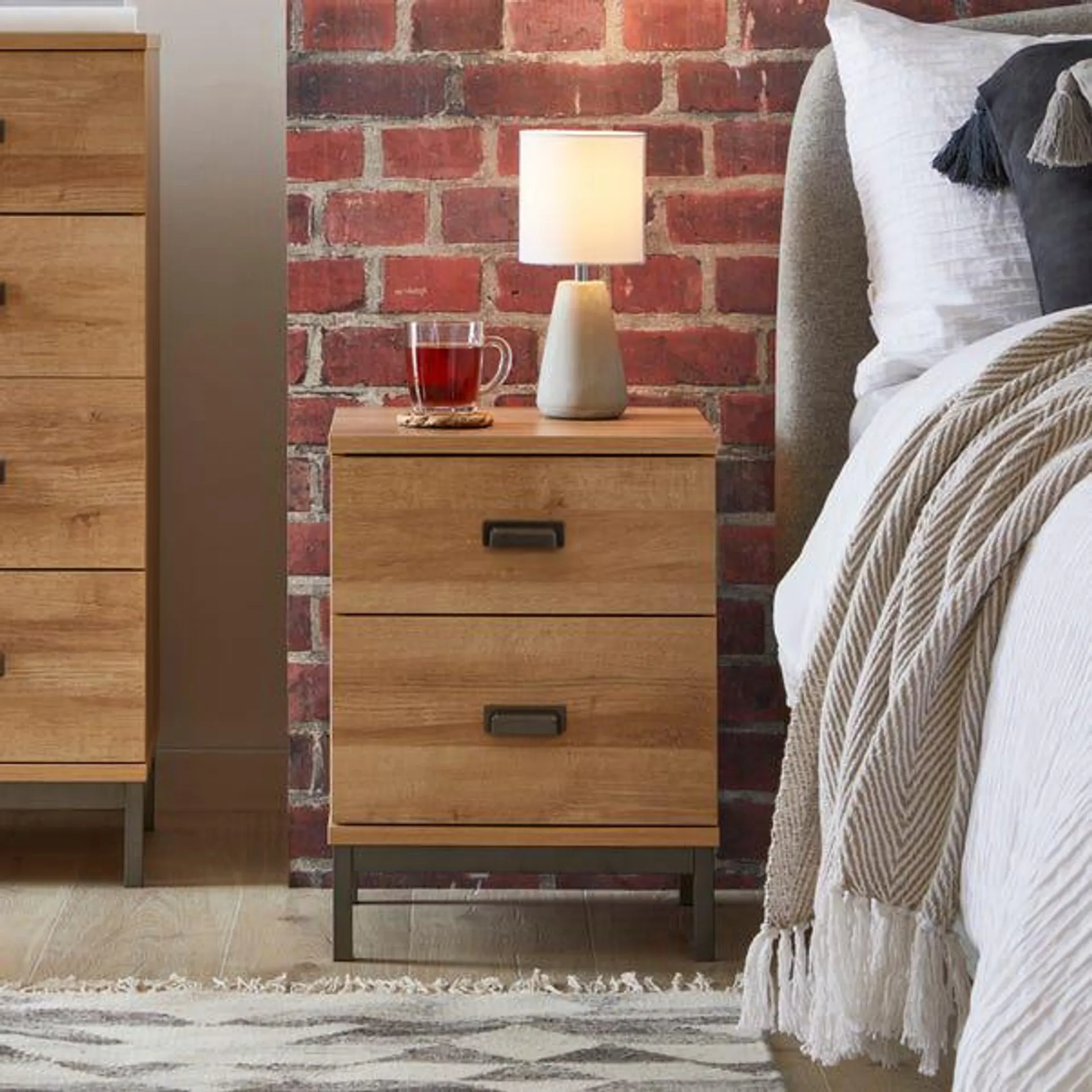 Fulton 2 Drawer Bedside Table