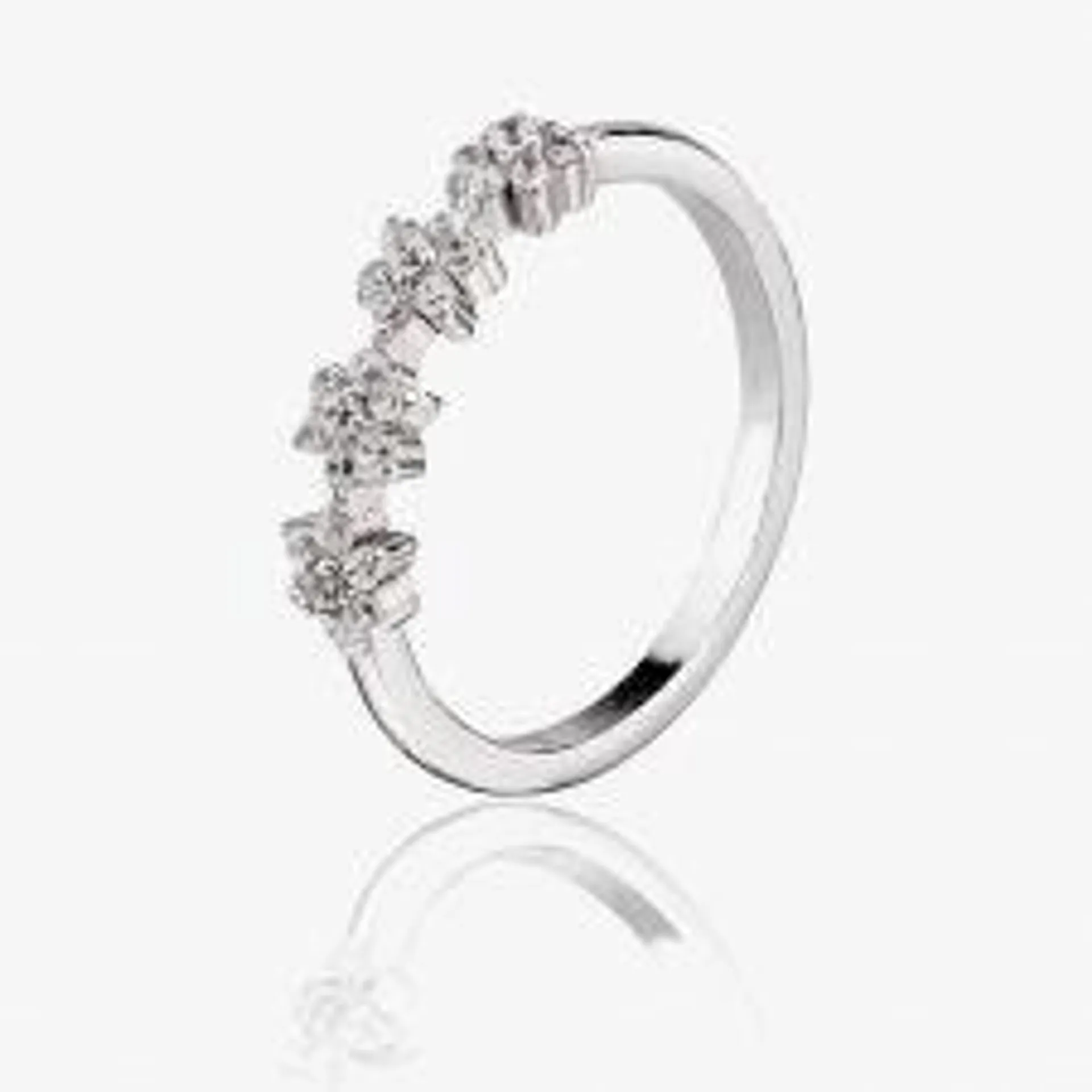 Sterling Silver Cubic Zirconia 4 Stars Cluster Ring R618654