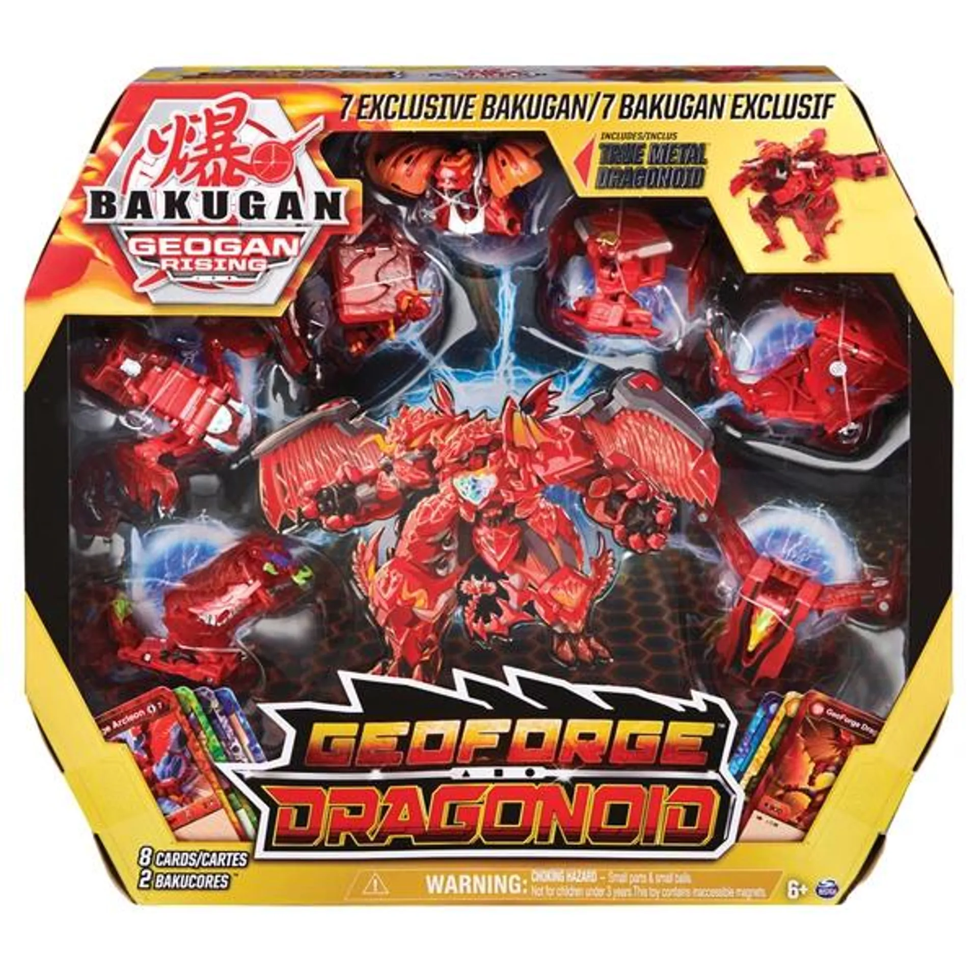 Bakugan GeoForge Dragonoid, 7-in-1 Exclusive True Metal Dragonoid and 6 Geogan Bakugan Coll