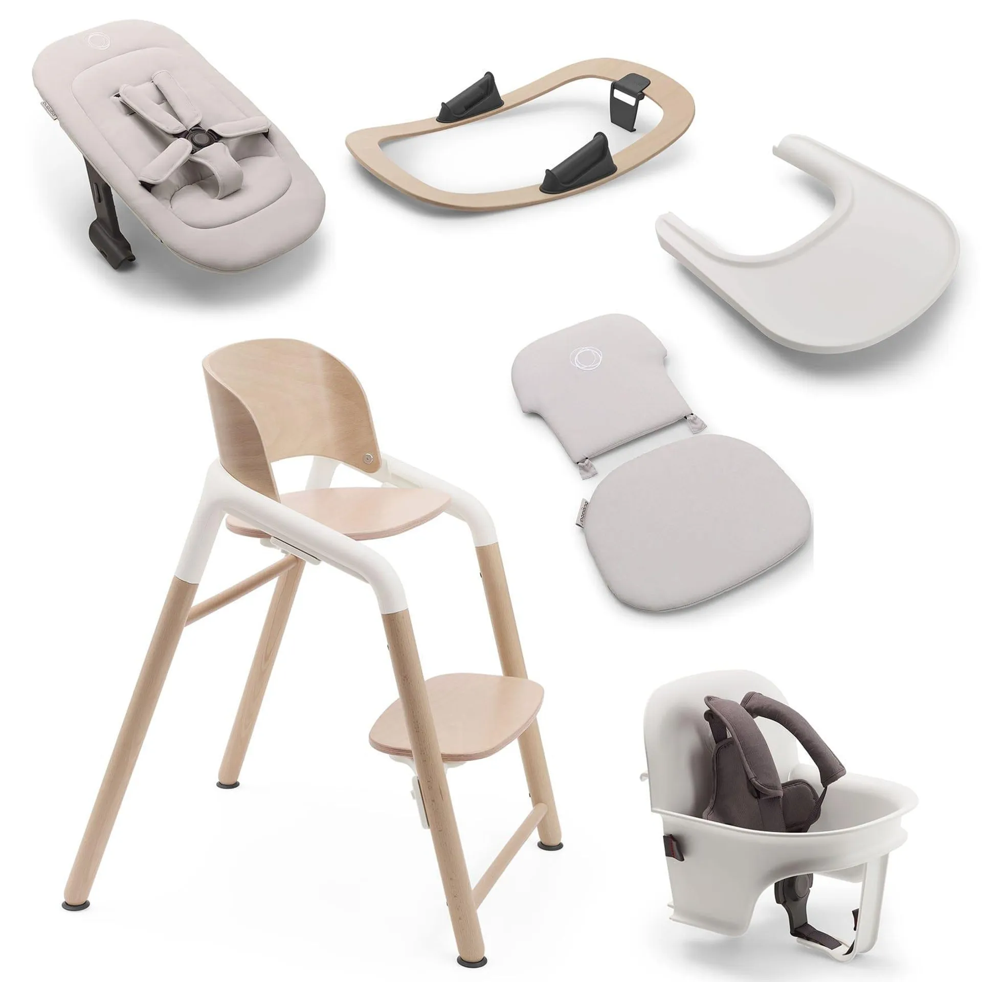 Bugaboo Giraffe Highchair Complete Newborn Bundle in Wood White