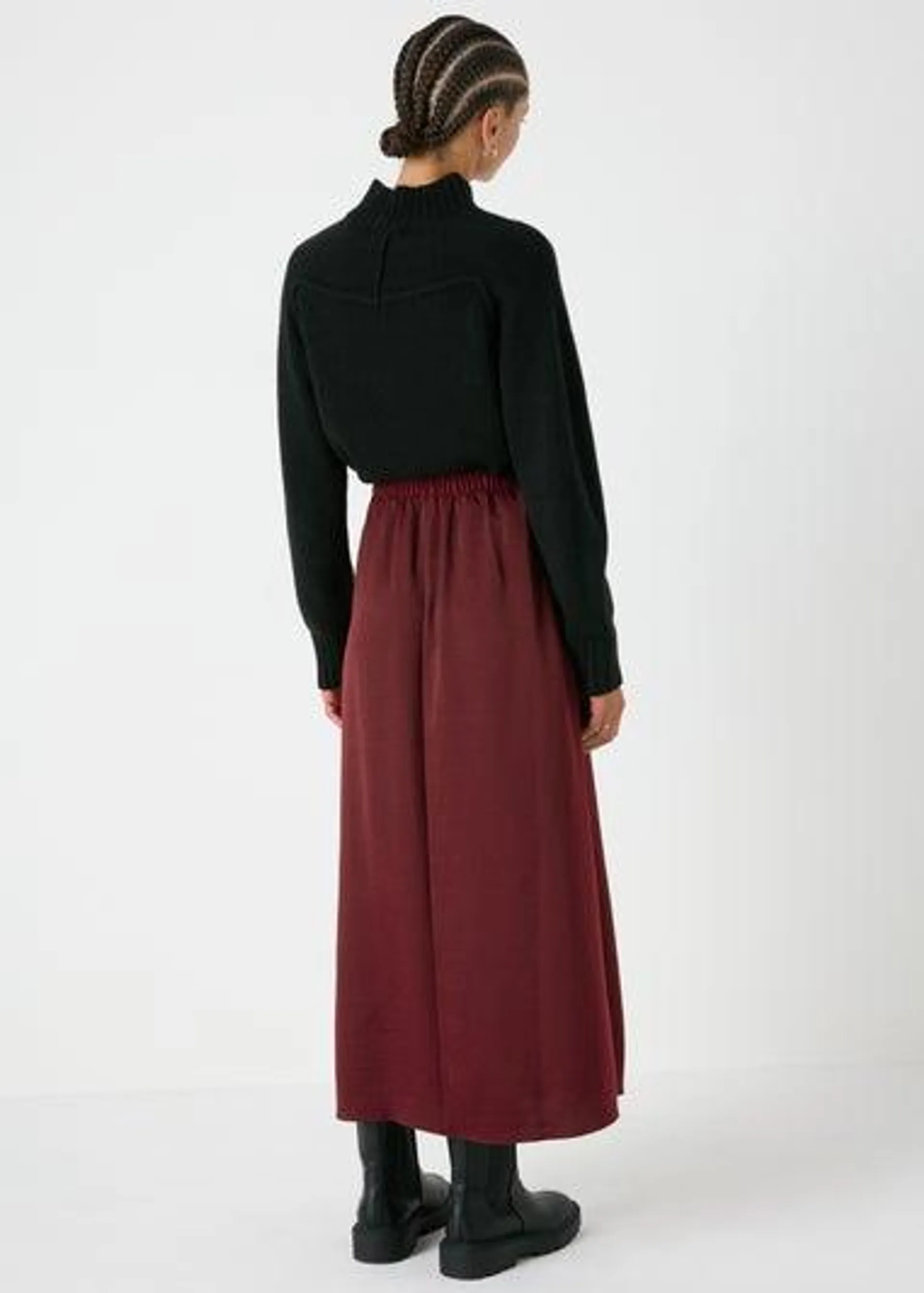 Burgundy Satin Maxi Skirt