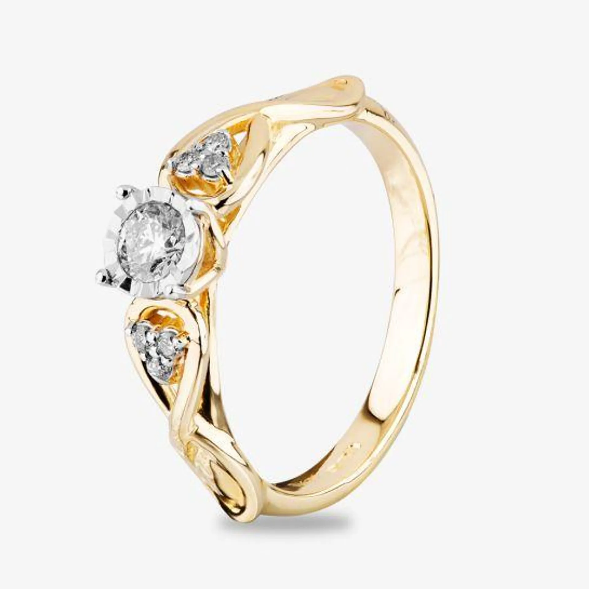 9ct Yellow Gold 0.25ct Diamond Crossover Ring THR28182-25