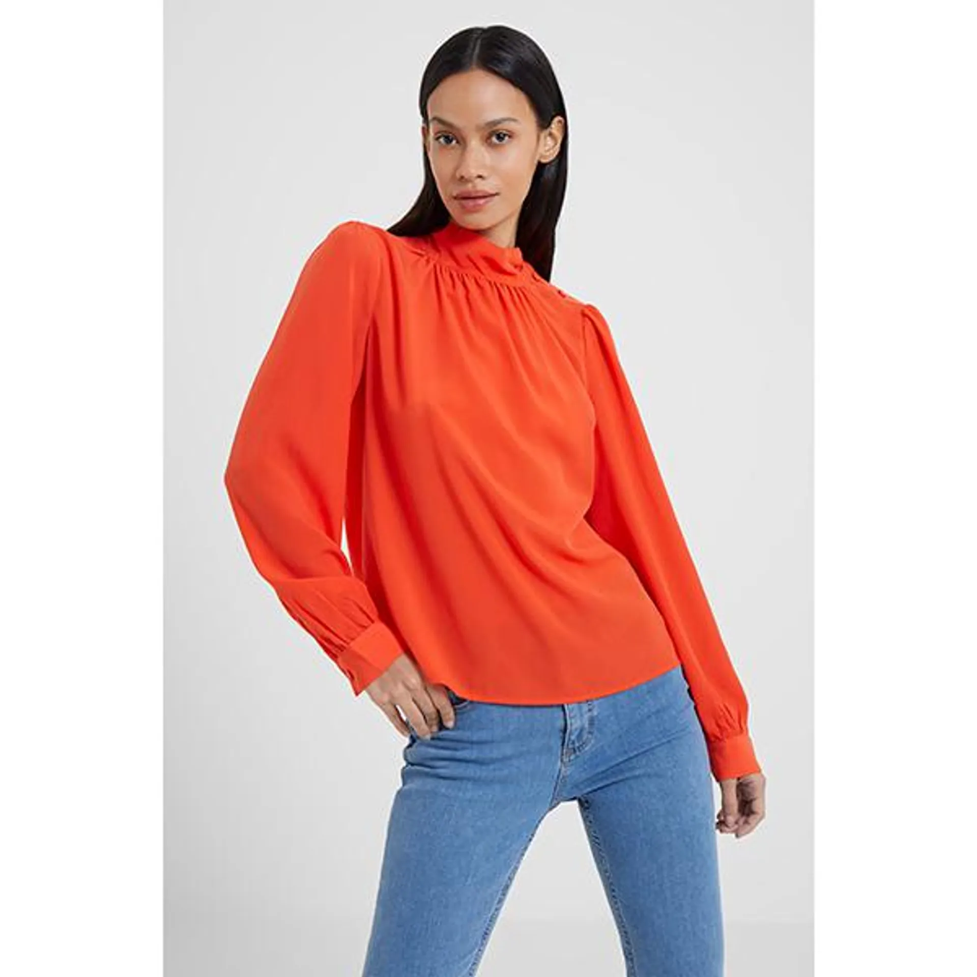 French Connection Arina Solid Button-Neck Top