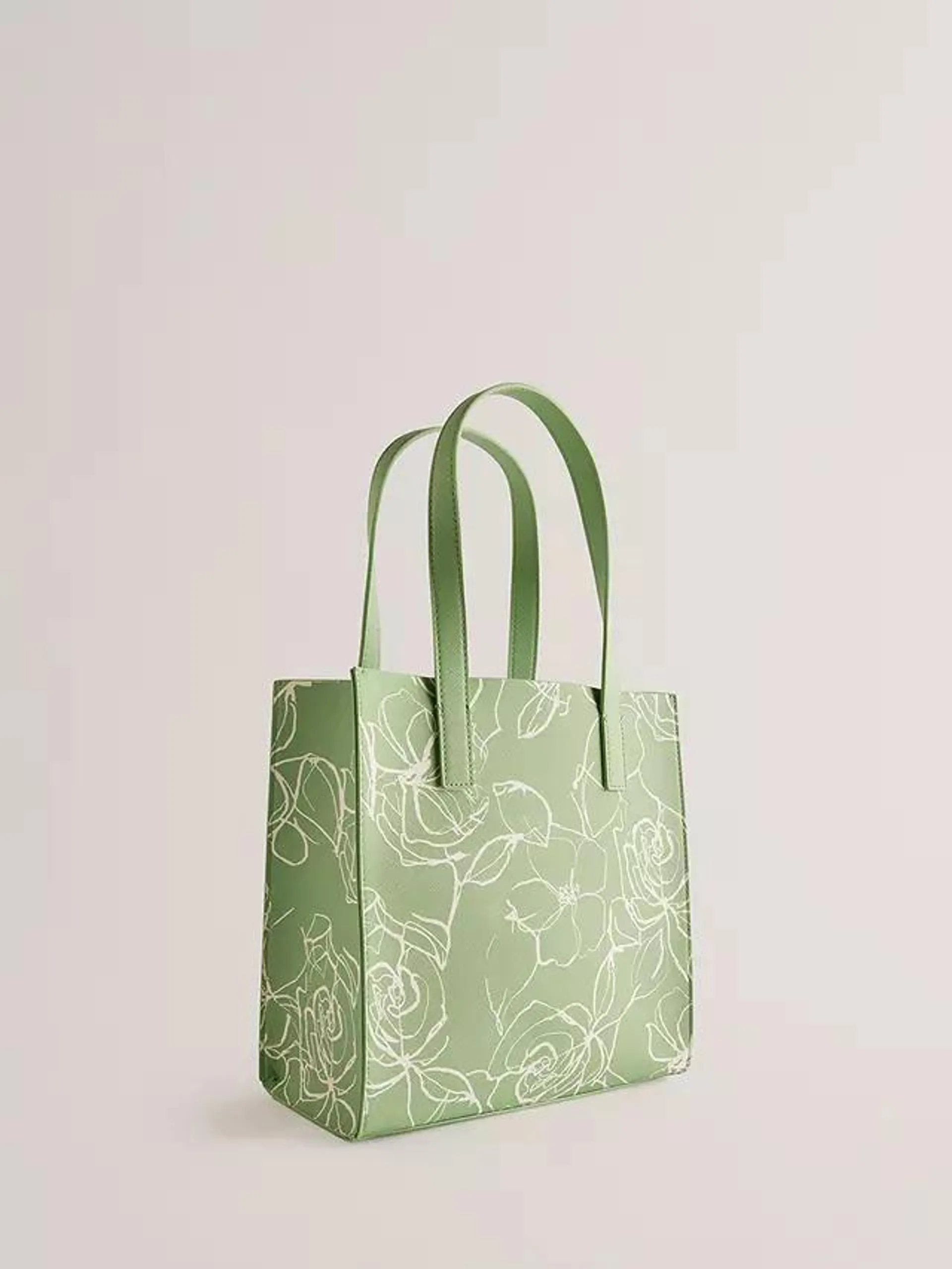 Linear Floral Small Icon Bag, Light Green/Ivory