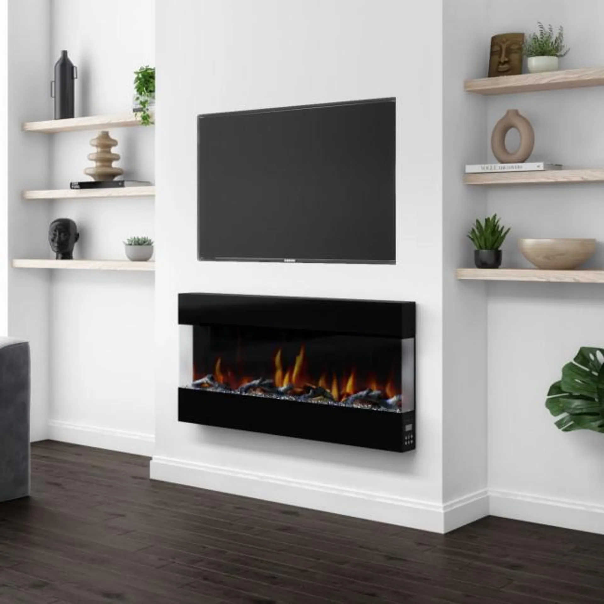 42 Inch Black Built In Electric Fire - AmberGlo