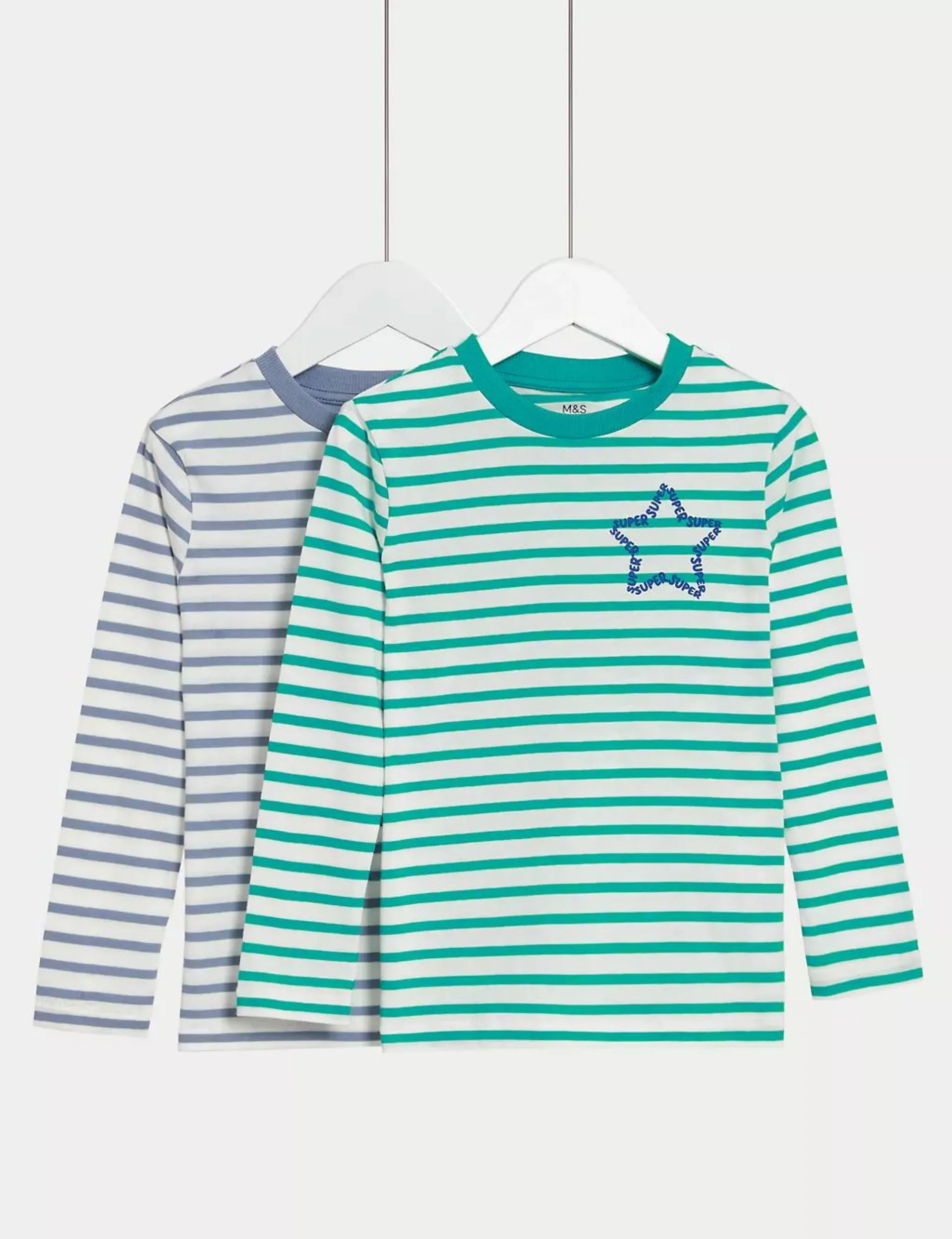 2pk Pure Cotton Striped Tops (2-8 Yrs)