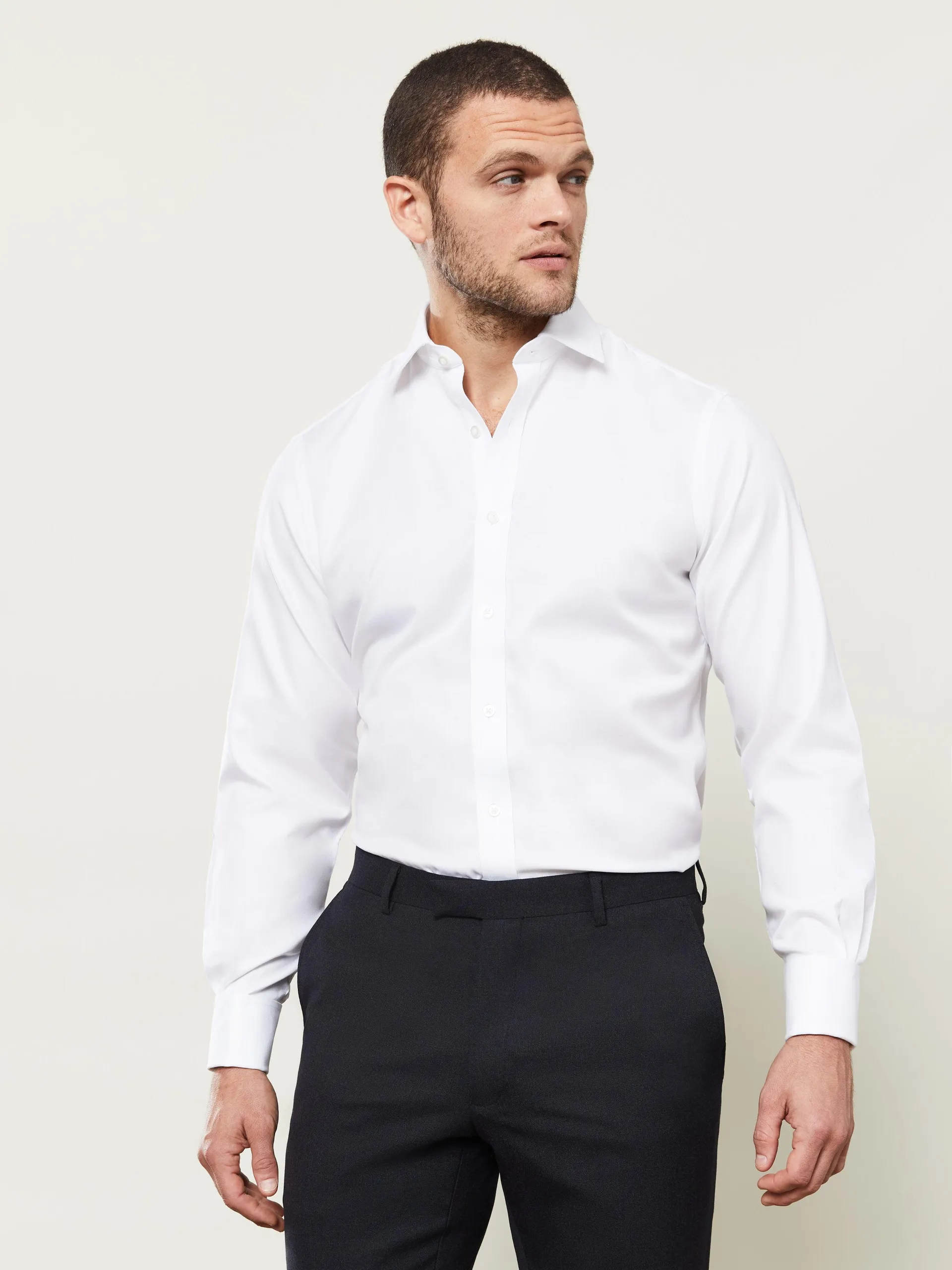 Non-Iron White Twill Regular Fit Shirt