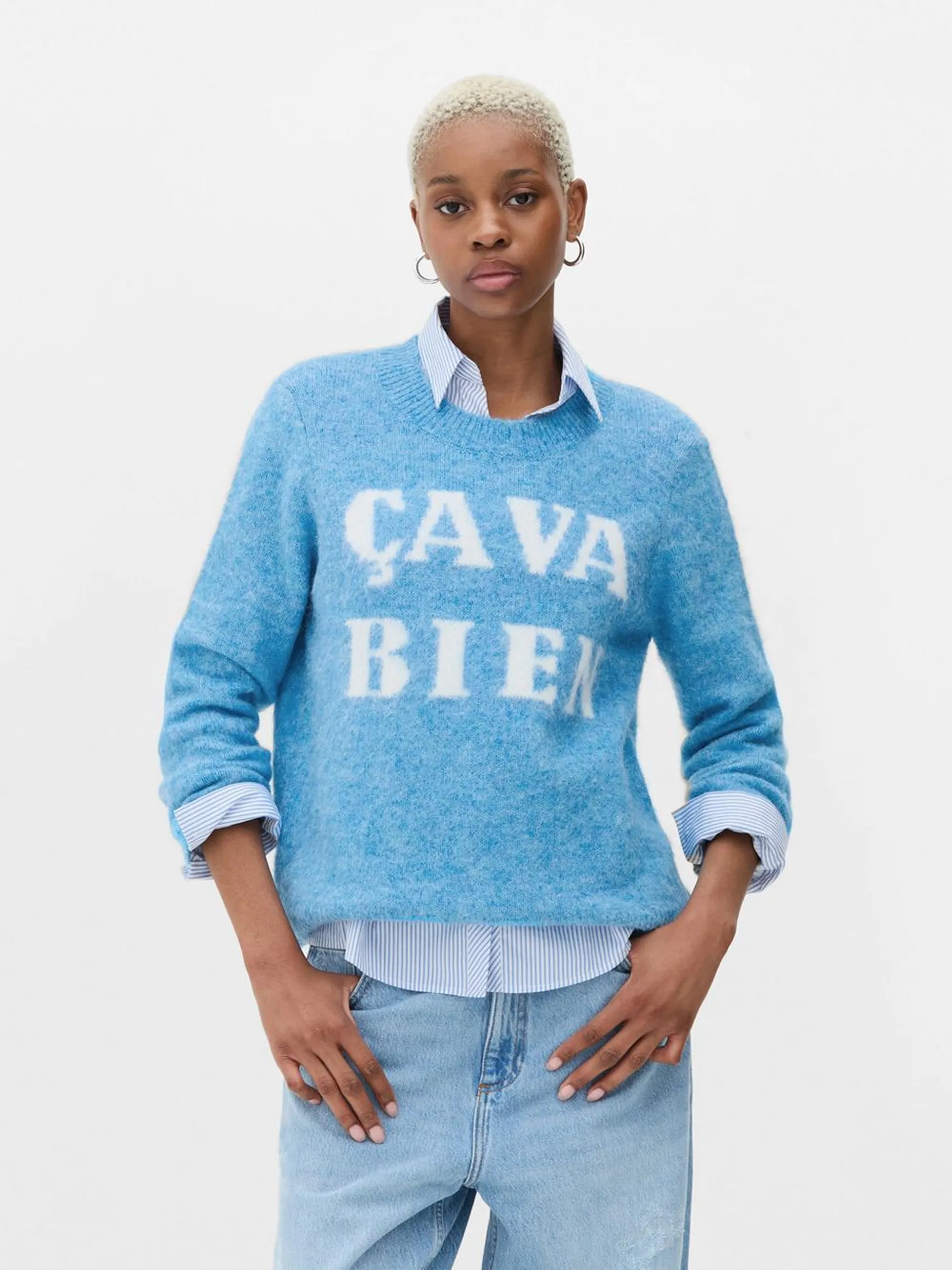 Brushed Slogan Jumper