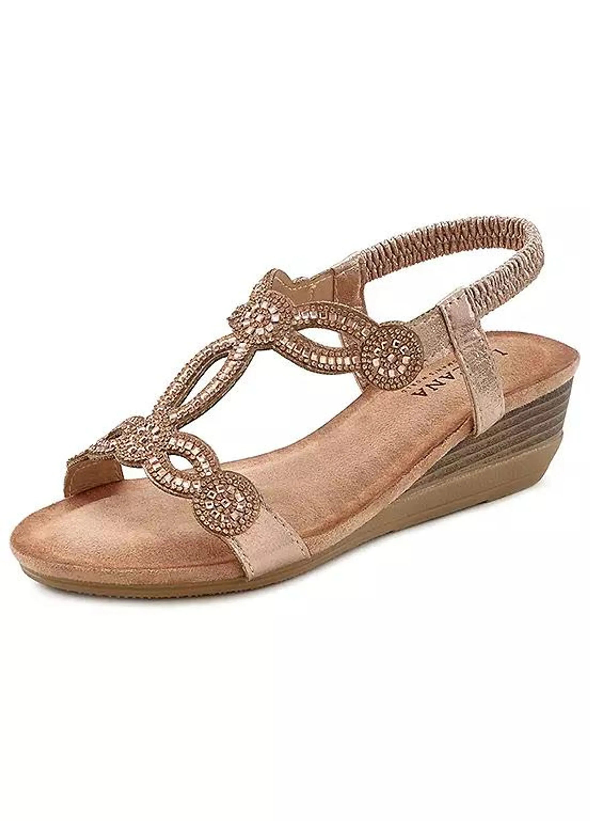 LASCANA Embellished Strap Wedge Sandals