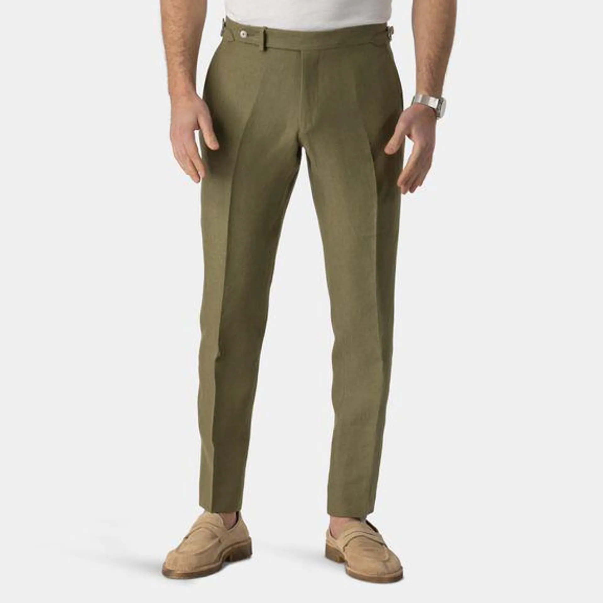 Olive green suit pants