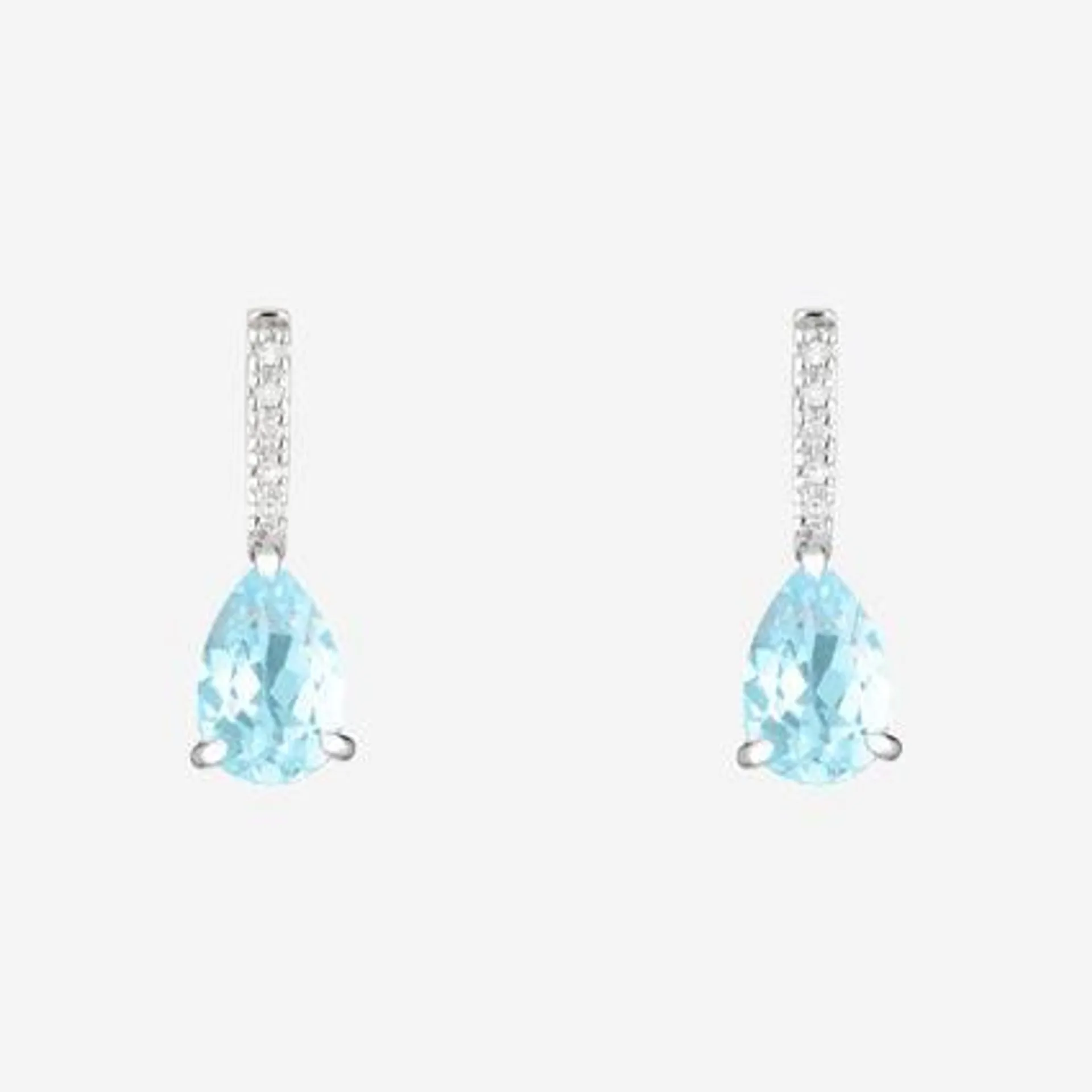 9ct White Gold 0.05ct Diamond & Topaz Earrings